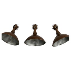 Ensemble d'appliques murales ajustables en bronze vintage industriel antique Holophane
