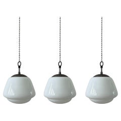 Set Antique Vintage Industrial Church Opaline Acorn Ceiling Pendants Light Lamp