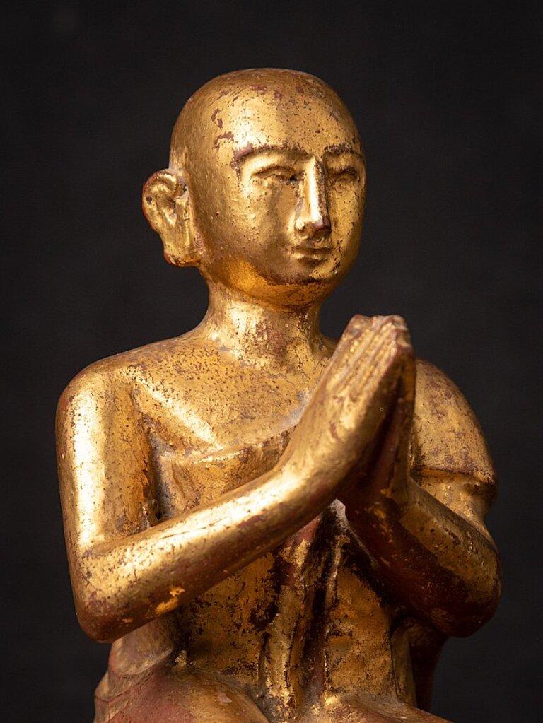 Set Antique Wooden Burmese Monk Statues from Burma Original Buddhas For