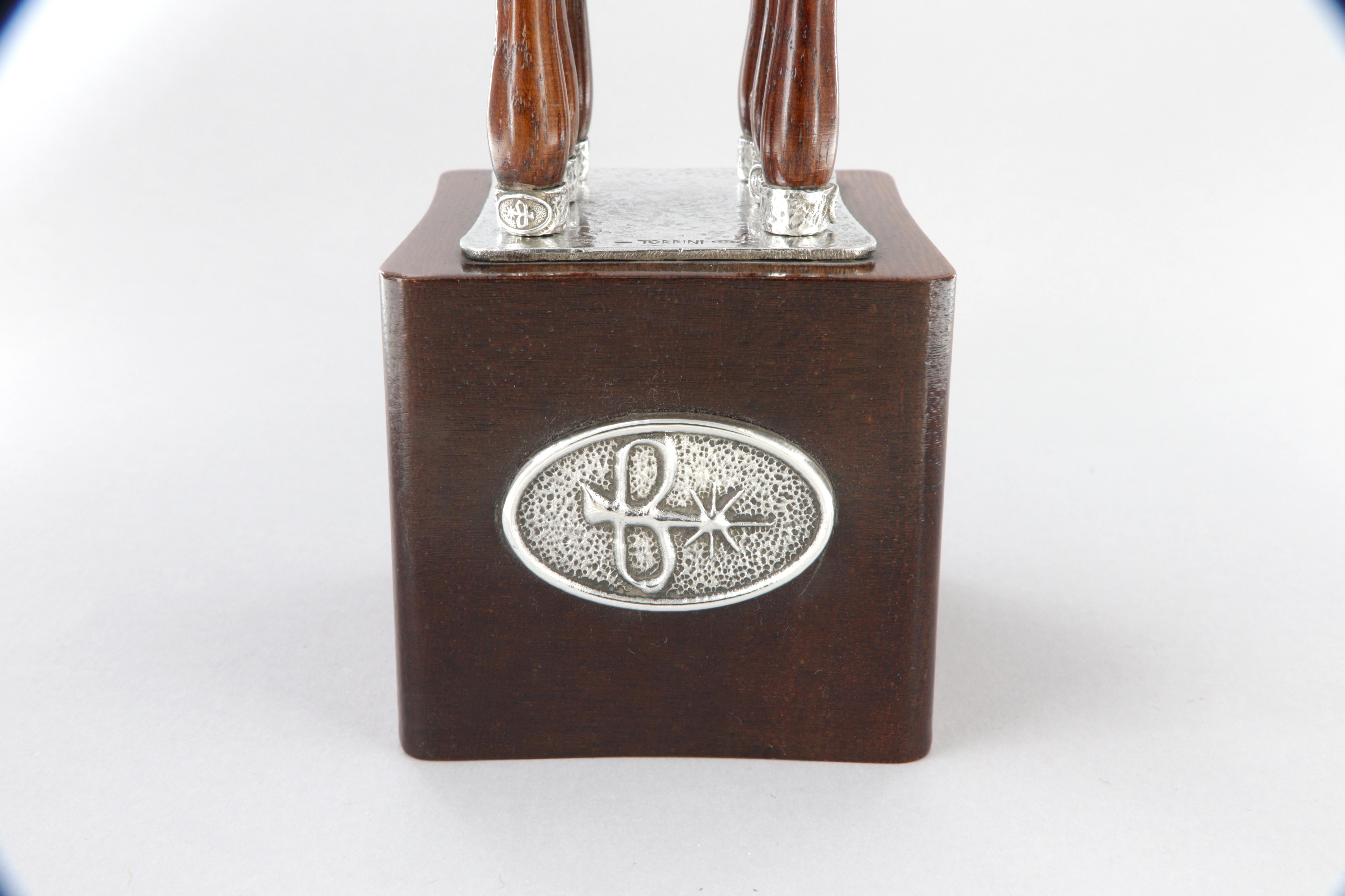 Juego de aperitivo Torrini con 6 espátulas de madera y plata 925 en venta 7
