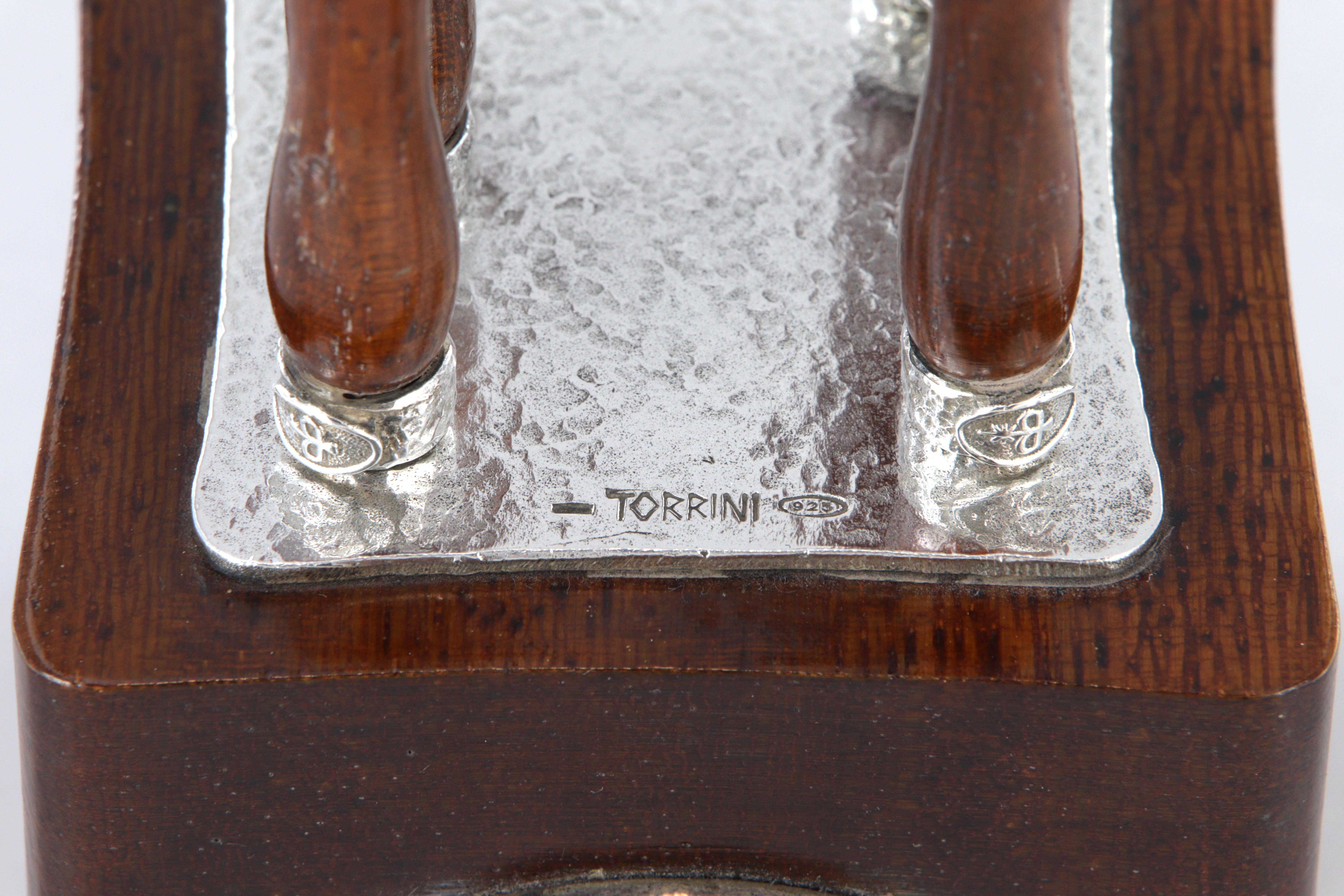 Juego de aperitivo Torrini con 6 espátulas de madera y plata 925 en venta 10