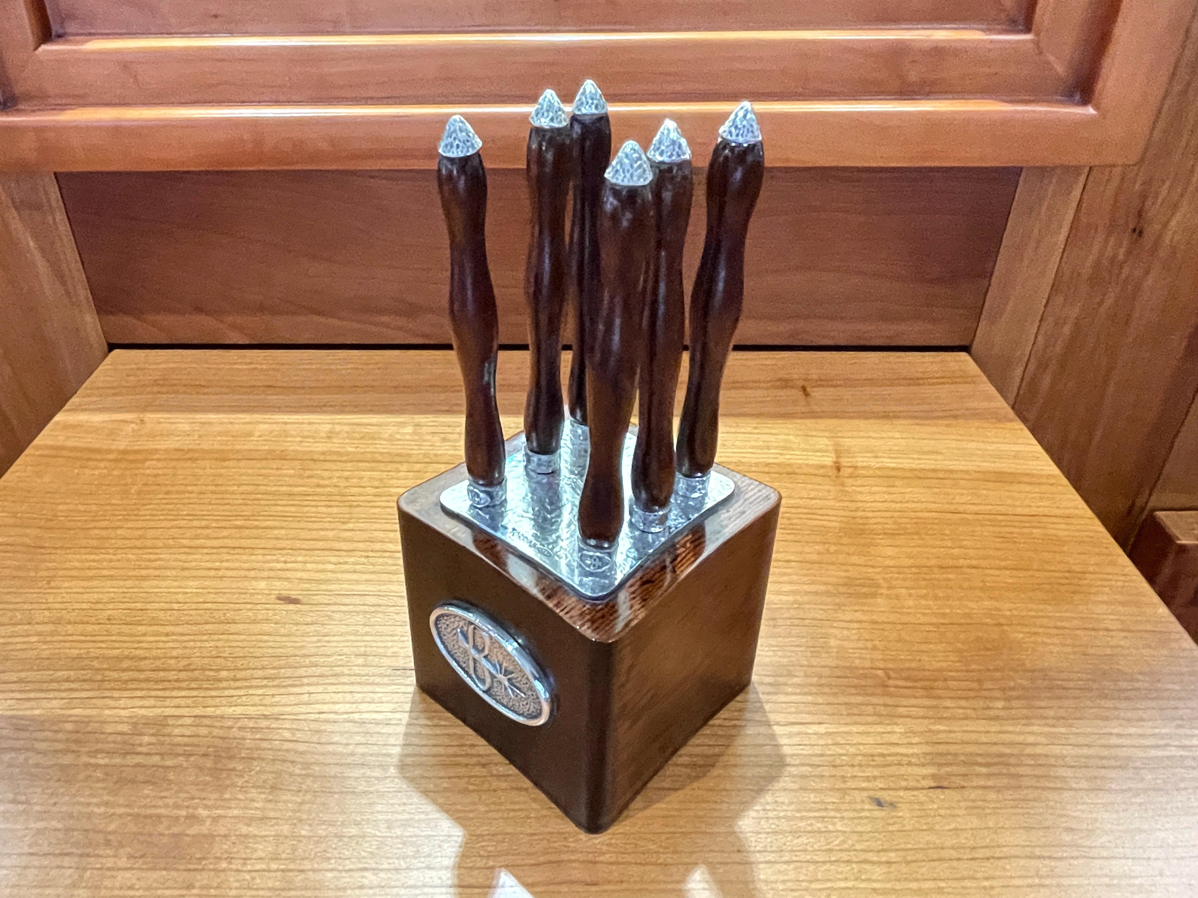 Femenino o masculino Juego de aperitivo Torrini con 6 espátulas de madera y plata 925 en venta