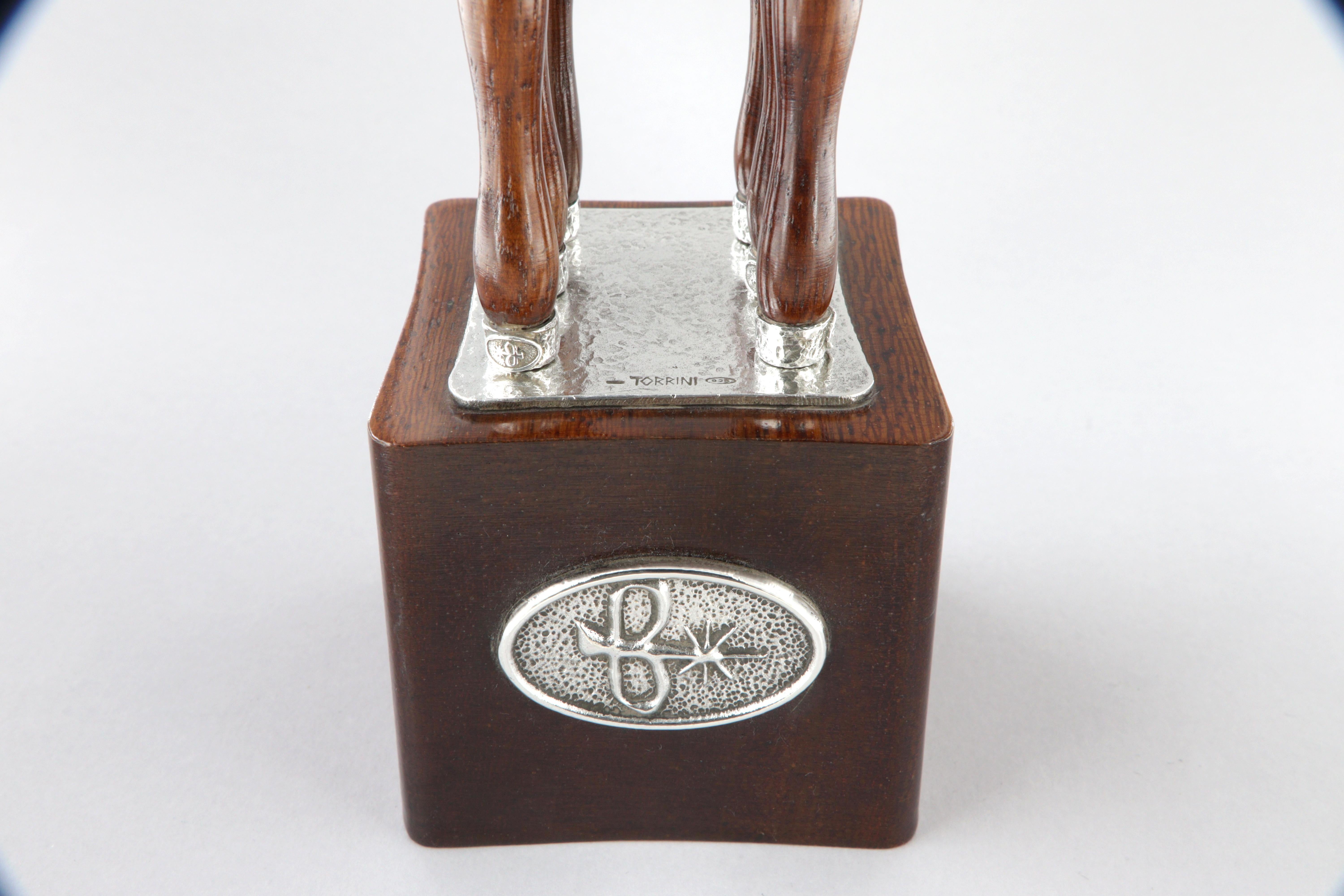 Juego de aperitivo Torrini con 6 espátulas de madera y plata 925 en venta 3