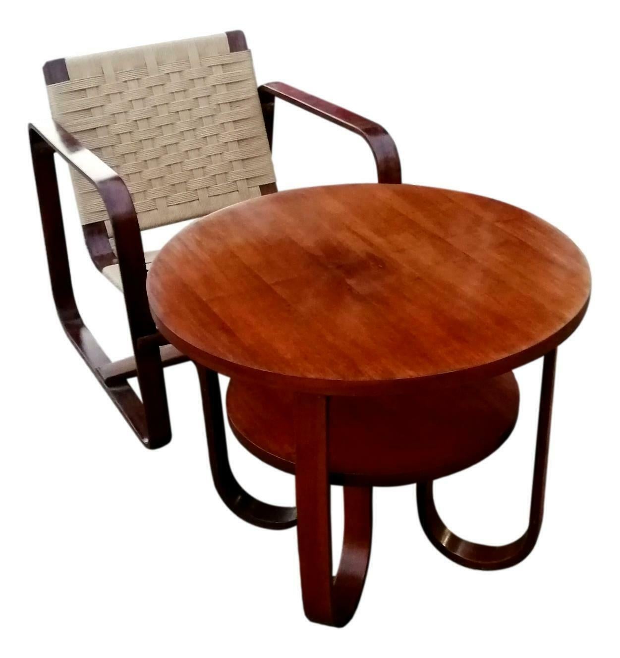 Ensemble de fauteuil et table basse Design Giuseppe Pagano Gino Maggioni pour Bocconi Milan Bon état - En vente à taranto, IT