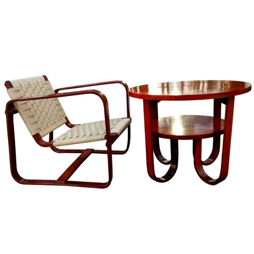 Mid-20th Century Set Armchair Coffee Table Design Giuseppe Pagano Gino Maggioni for Bocconi Milan For Sale