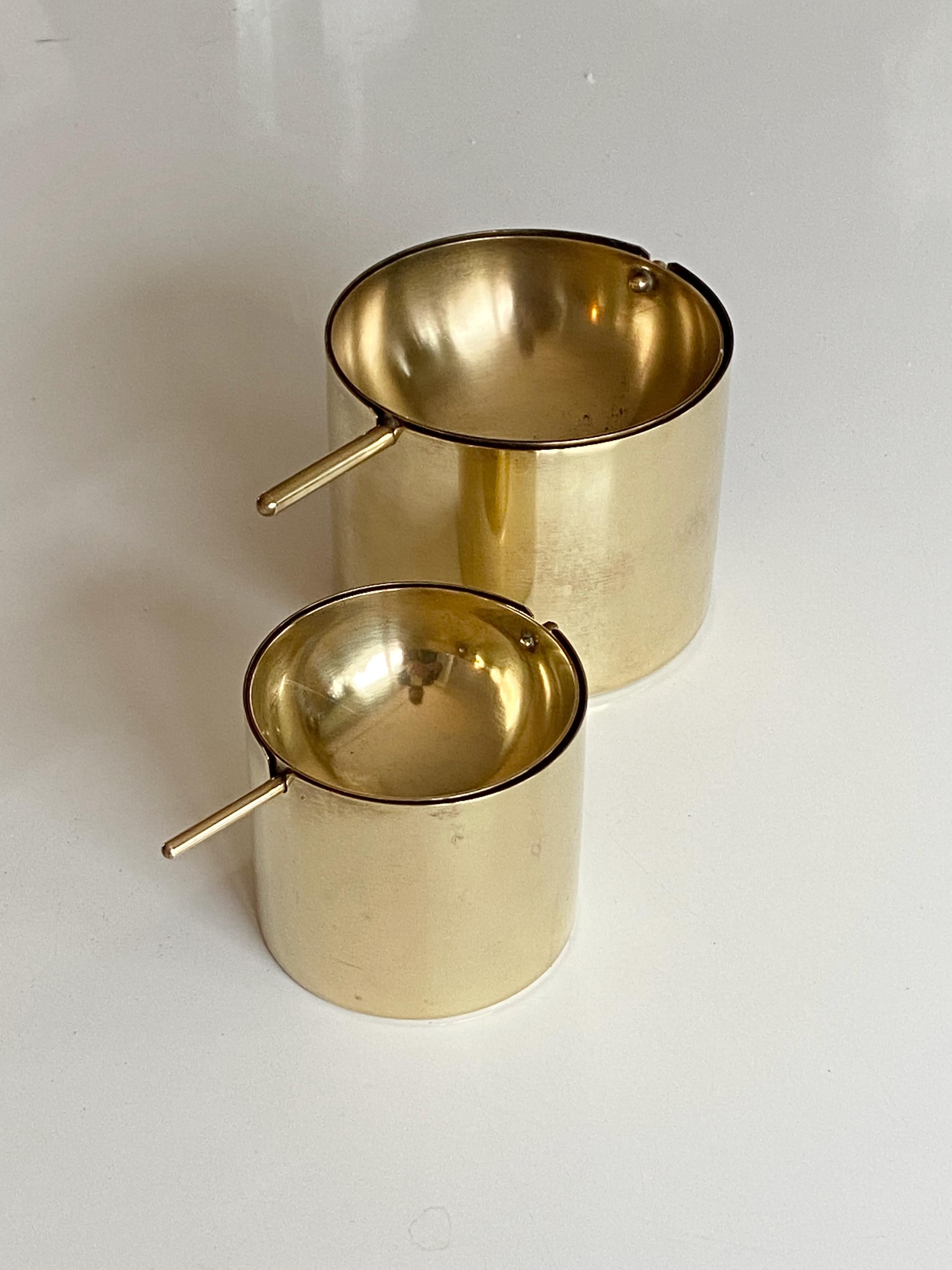 Mid-Century Modern Set Arne Jacobsen Brass Ashtrays by Stelton Made in Denmark For Sale