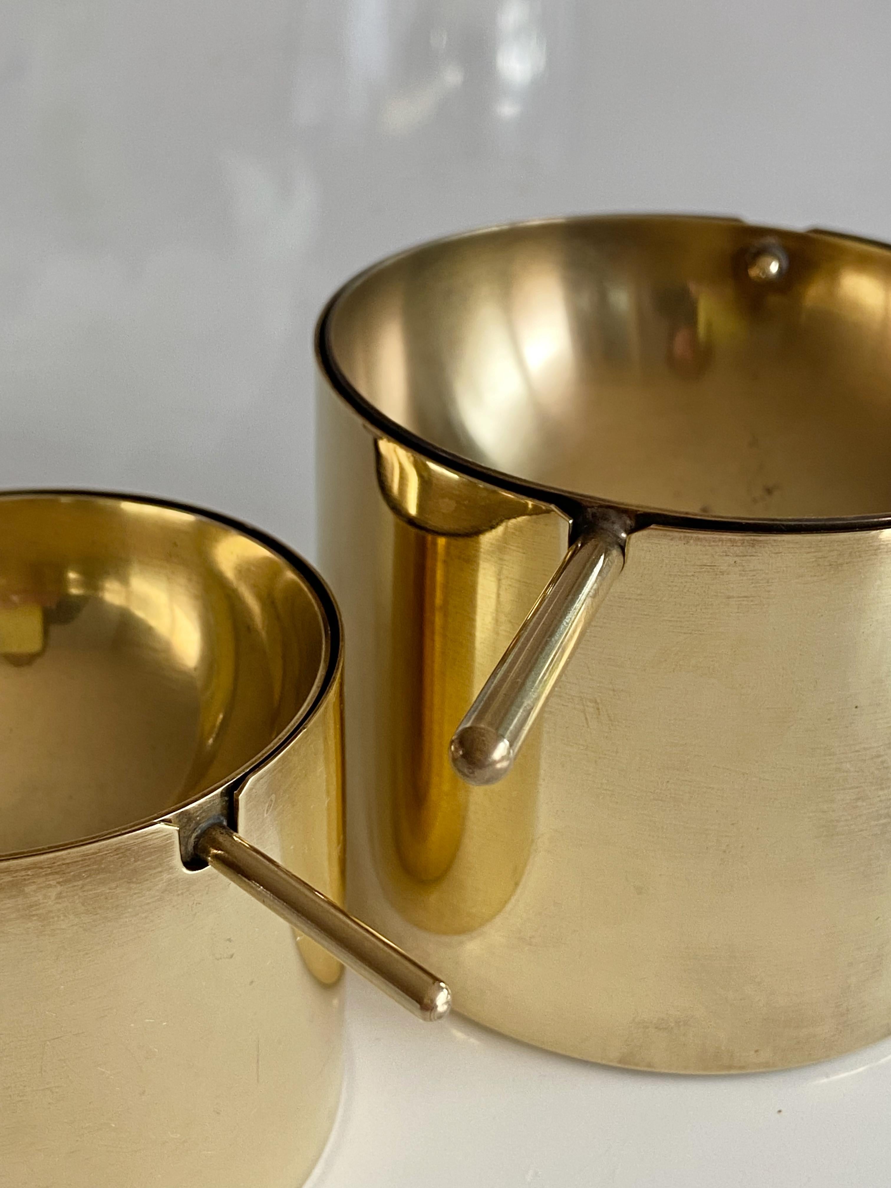 Set Arne Jacobsen Brass Ashtrays by Stelton Made in Denmark For Sale 1
