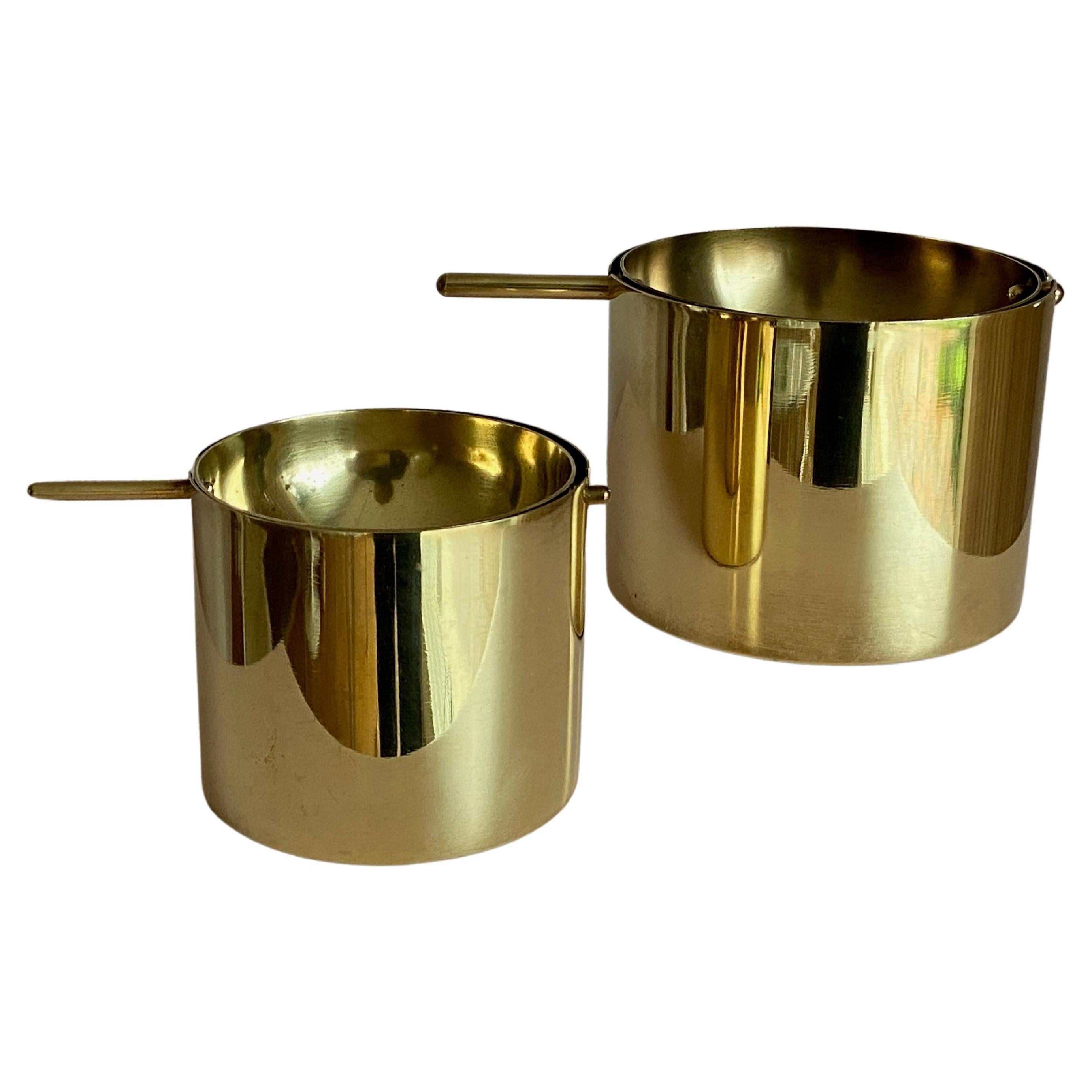 Set Arne Jacobsen Brass Ashtrays by Stelton Made in Denmark For Sale
