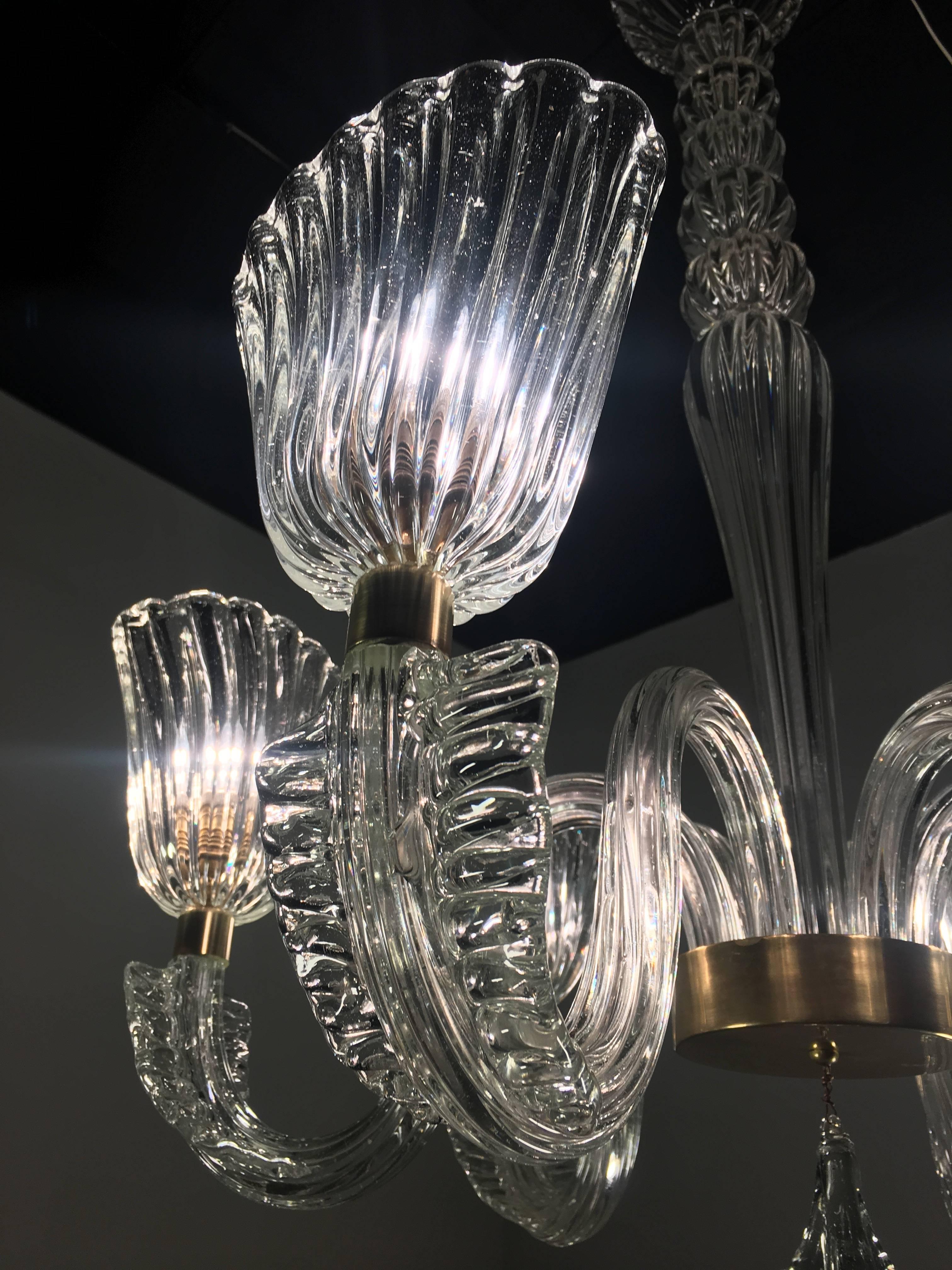 Art Deco Chandelier by Ercole Barovier, Murano, 1940s For Sale 9