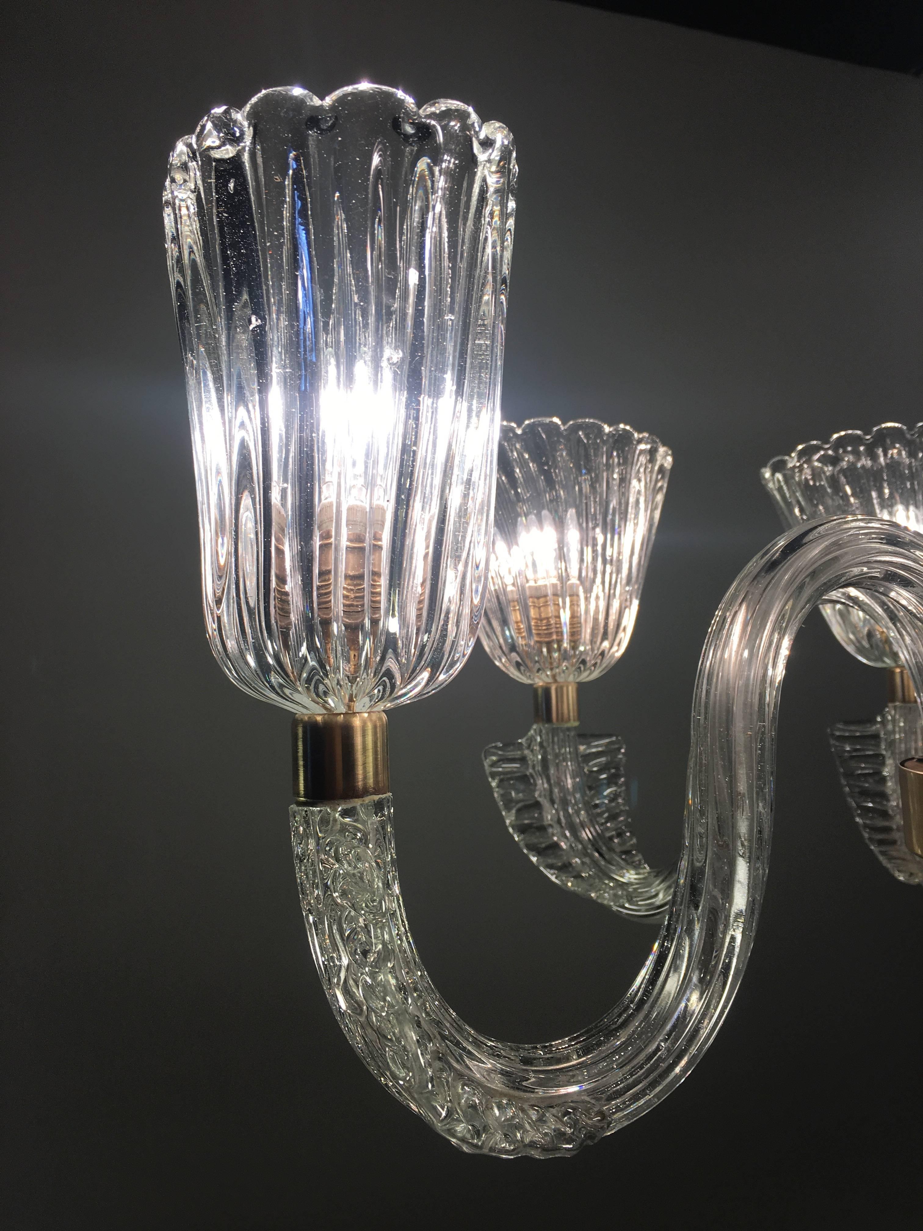 Art Deco Chandelier by Ercole Barovier, Murano, 1940s For Sale 1