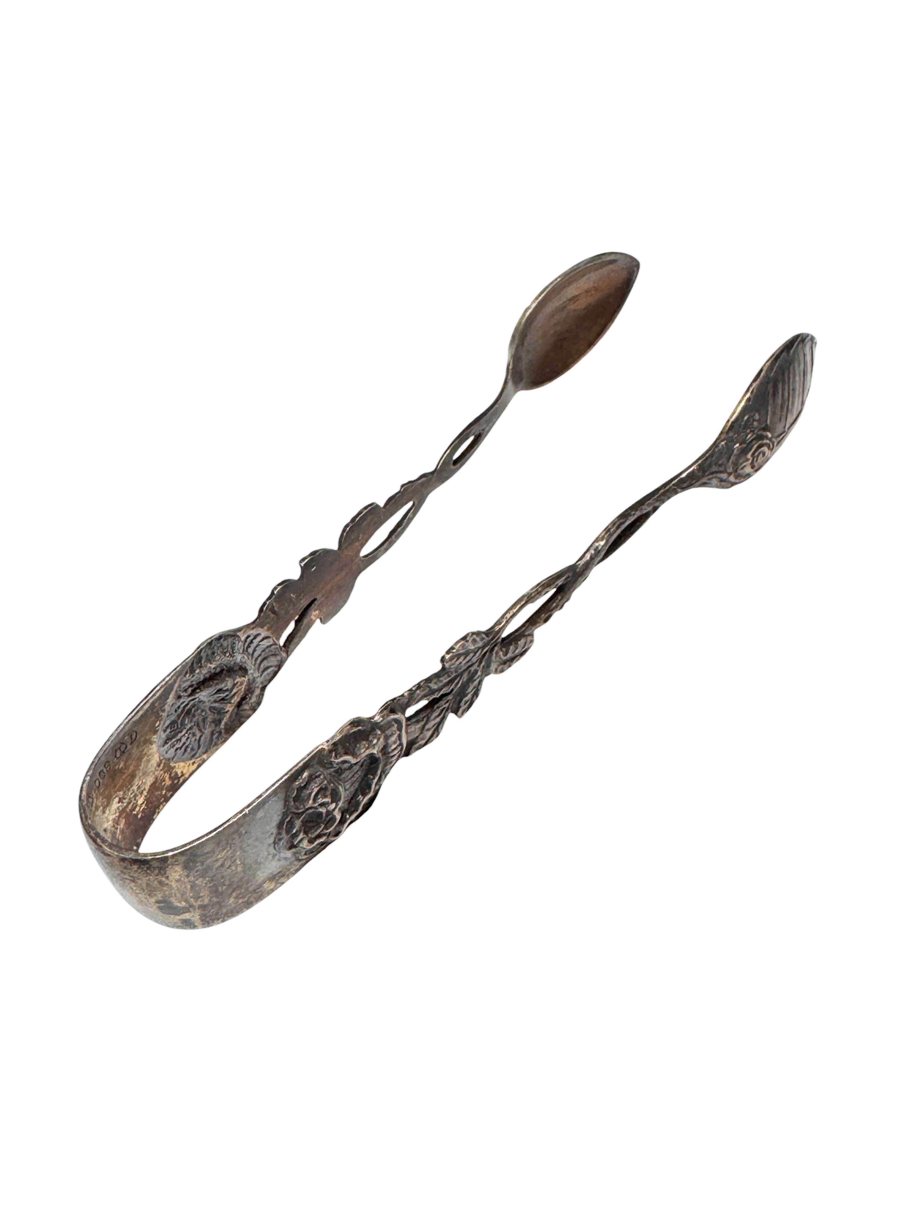 Set Jugendstil Hildesheim Rose versilbertes Besteck Cake Shovel & Zuckerzangen, Set im Angebot 1