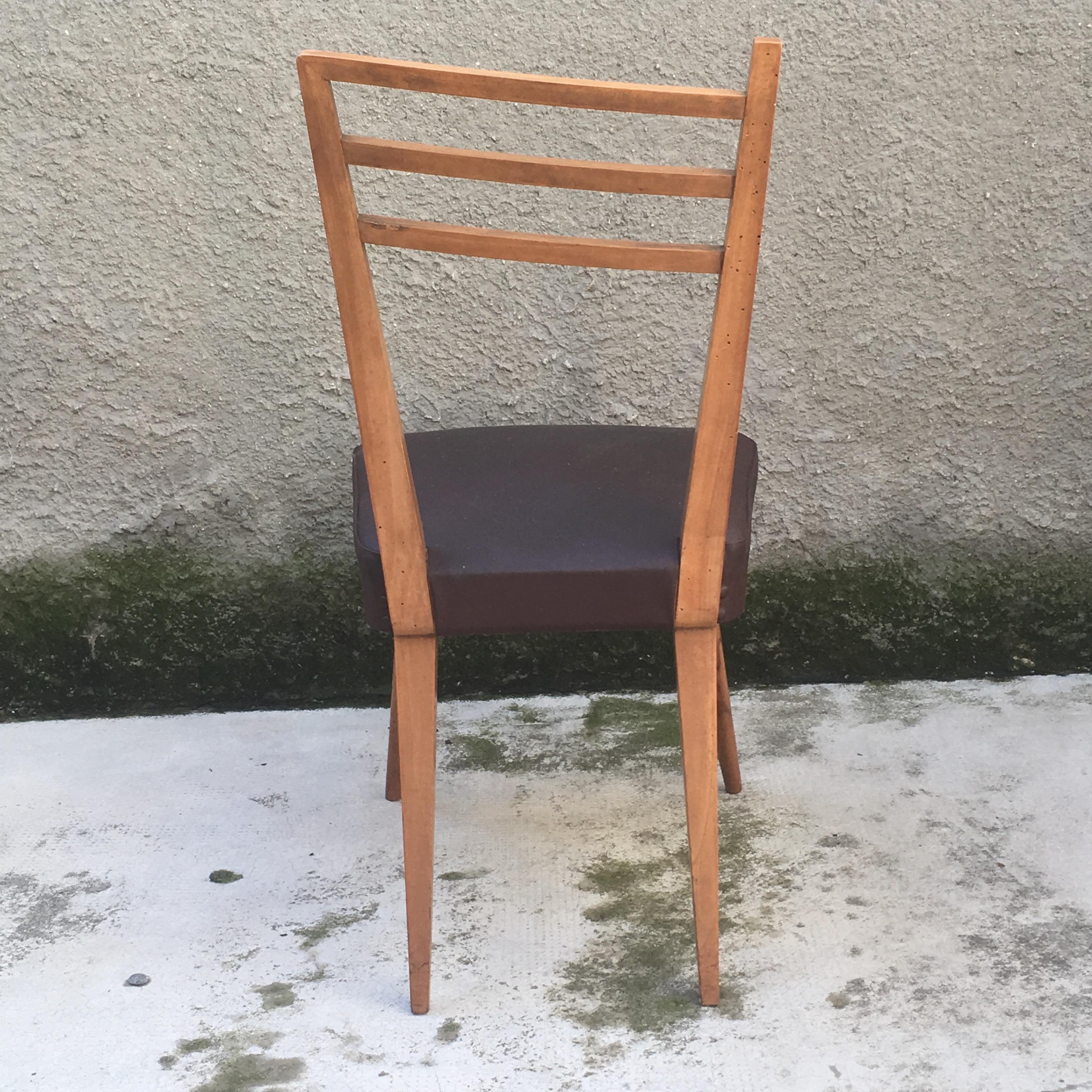 Conjunto Artesanal - Mesa con 5 Sillas - Italia - Años 60 en venta 3