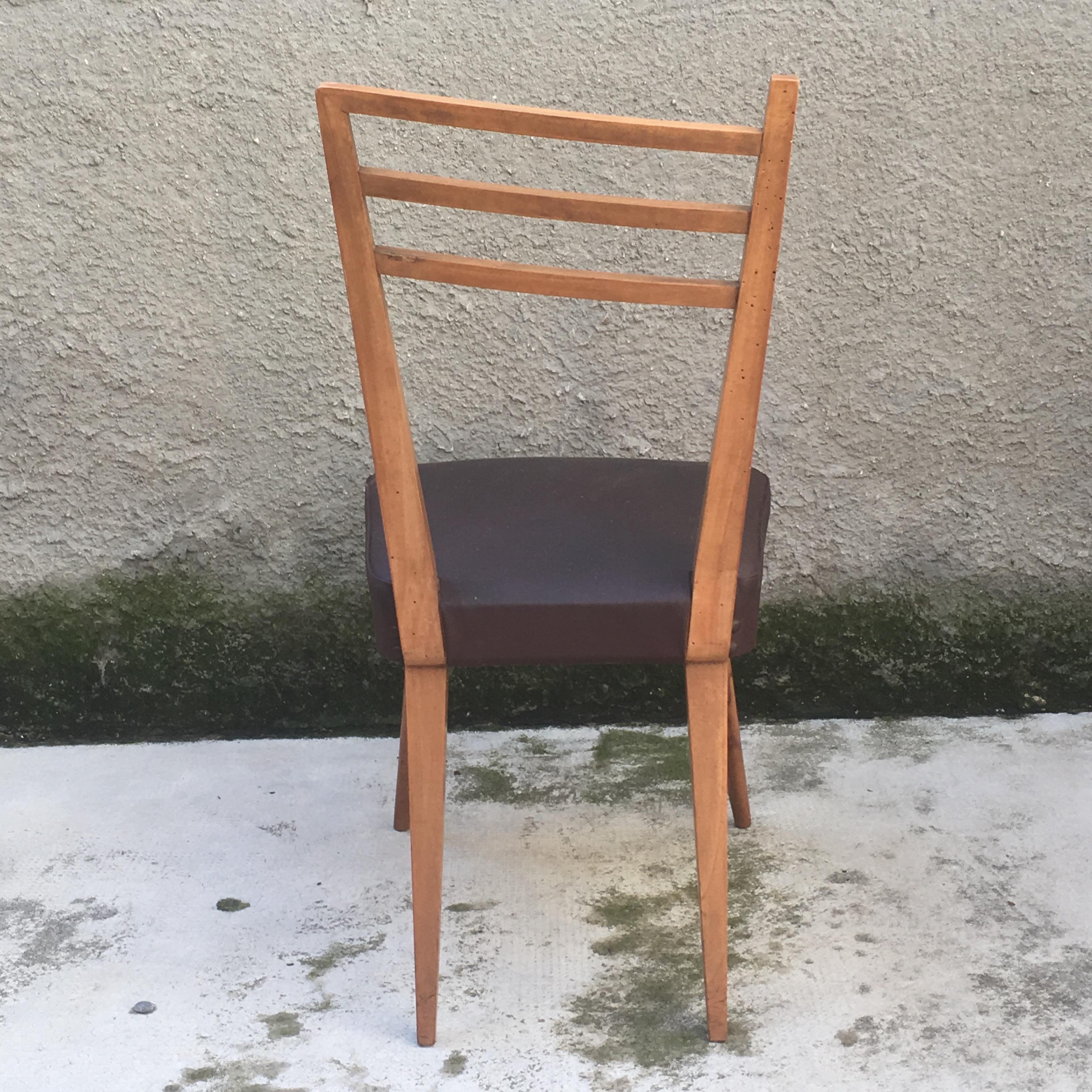 Conjunto Artesanal - Mesa con 5 Sillas - Italia - Años 60 en venta 4