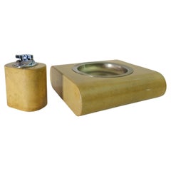 Set ashtray and lighter Lacquer Parchment Paper Italy 60s Aldo Tura Mid-century