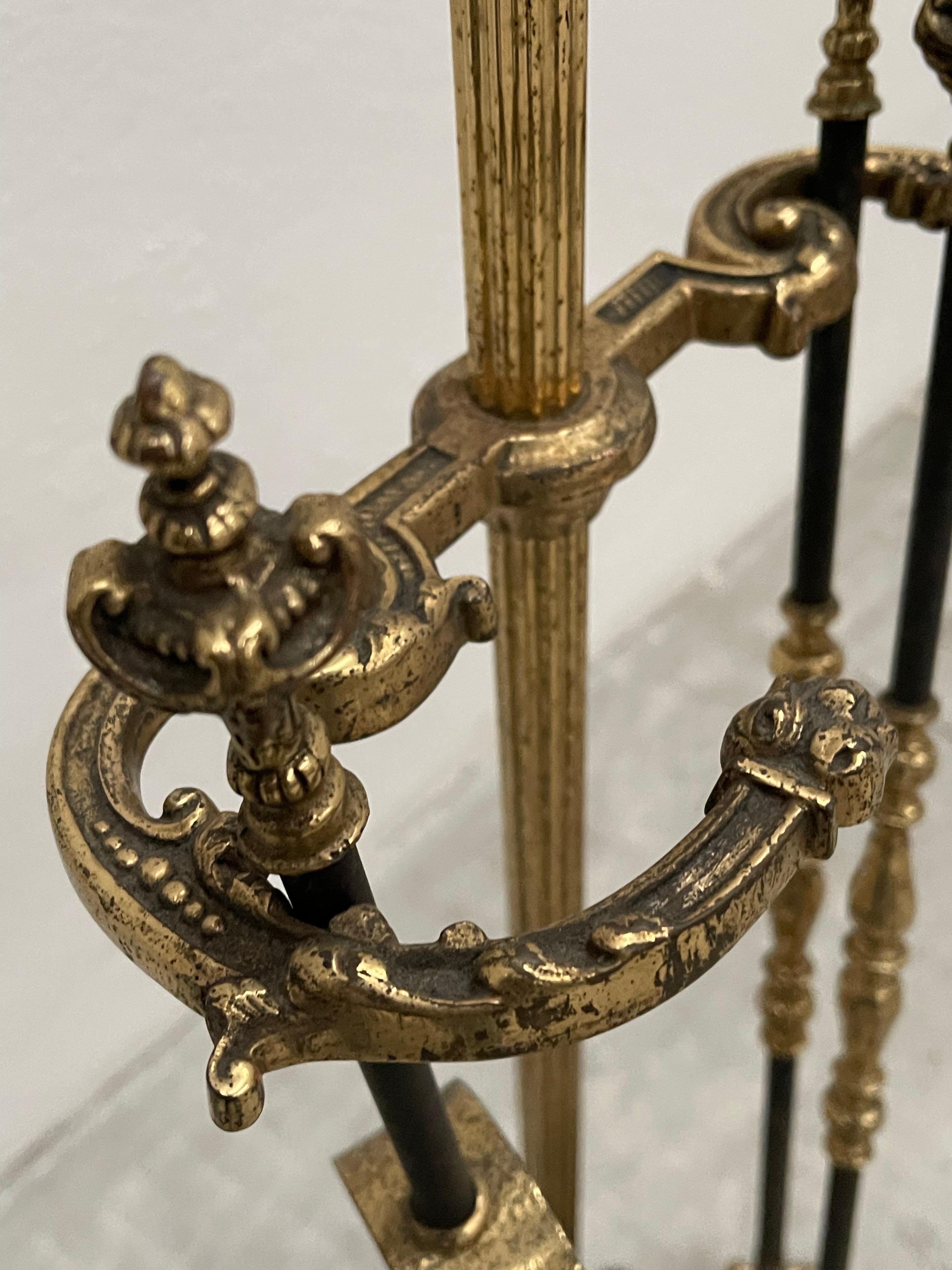 Brass Fireplace tool set vintage style royal luxury