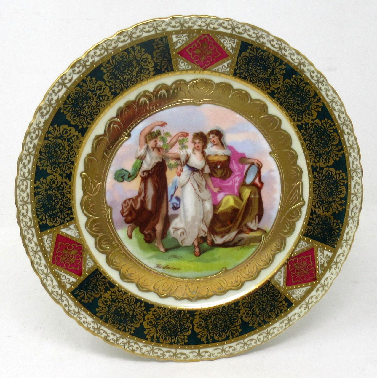 Hand-Painted Set Austrian Royal Vienna Mythological Themed Angelica Kauffman Cabinet Plates