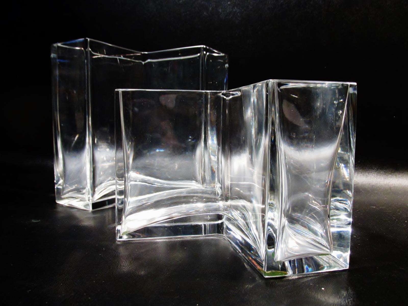 Modern Set Baccarat Crystal France Angolari Vases Roberto Sambonet