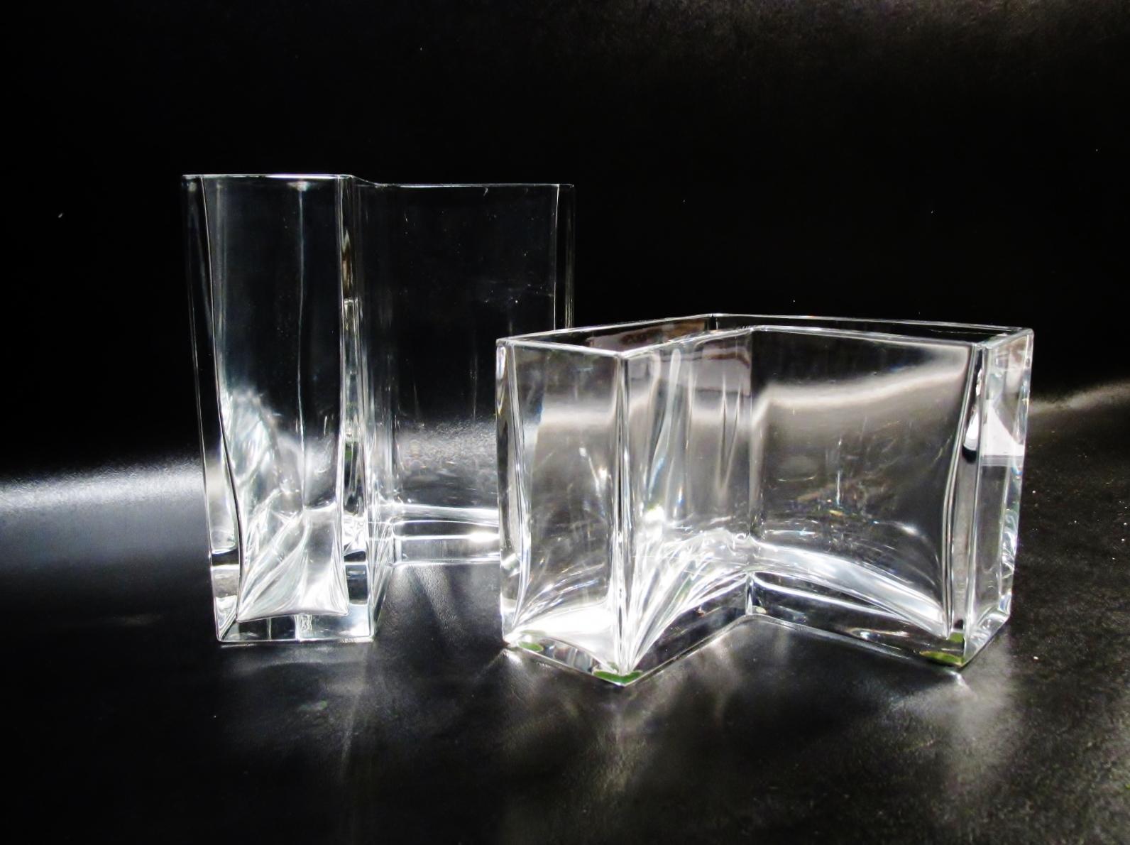 20th Century Set Baccarat Crystal France Angolari Vases Roberto Sambonet