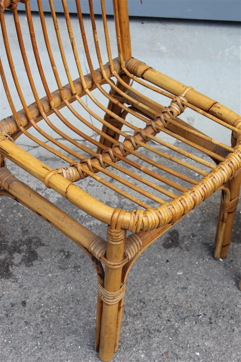 Mid-Century Modern Set of Bamboo Midcentury Chairs  Design 1950s Italian Style