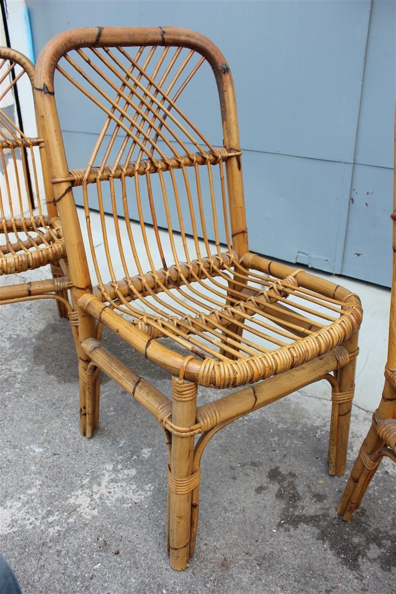 Mid-20th Century Set of Bamboo Midcentury Chairs  Design 1950s Italian Style