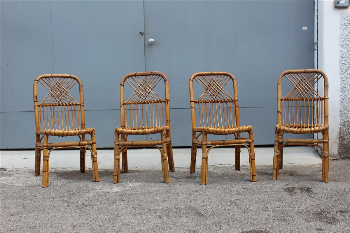 Set of Bamboo Midcentury Chairs  Design 1950s Italian Style 1