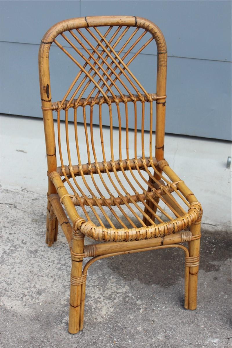 Set of Bamboo Midcentury Chairs  Design 1950s Italian Style 2