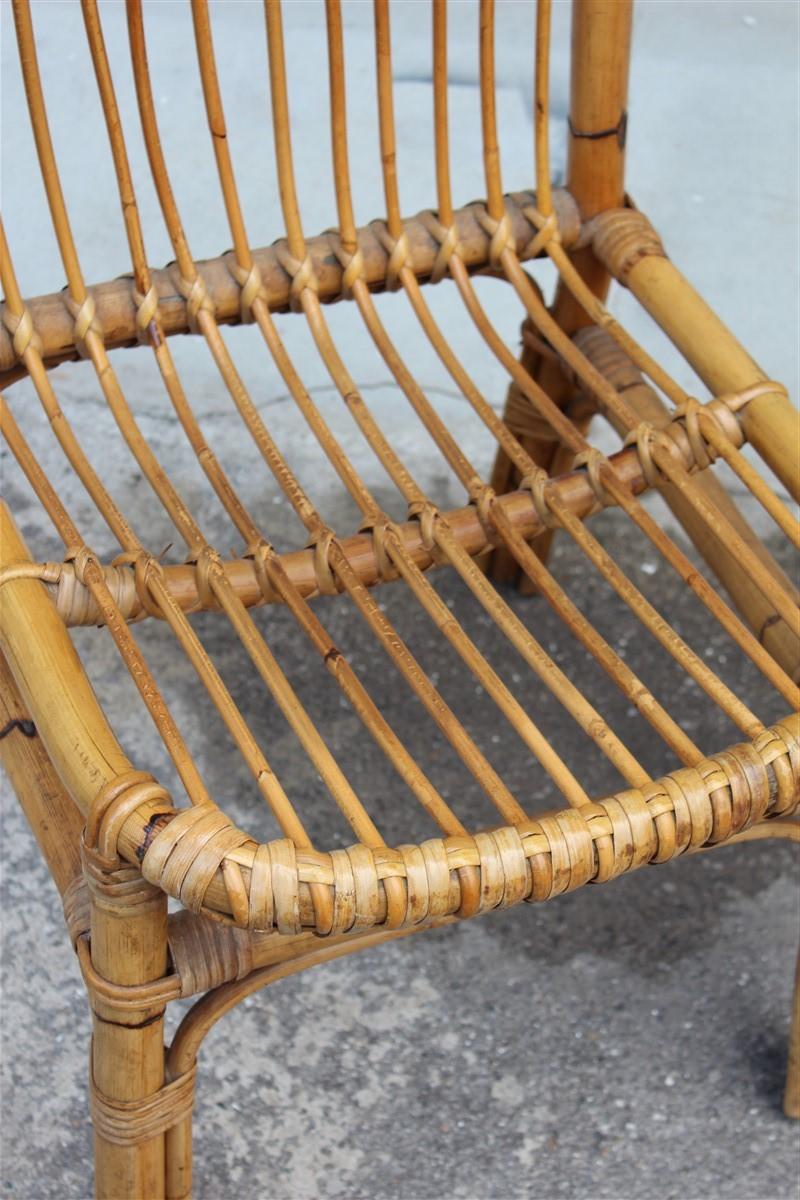 Set of Bamboo Midcentury Chairs  Design 1950s Italian Style 4