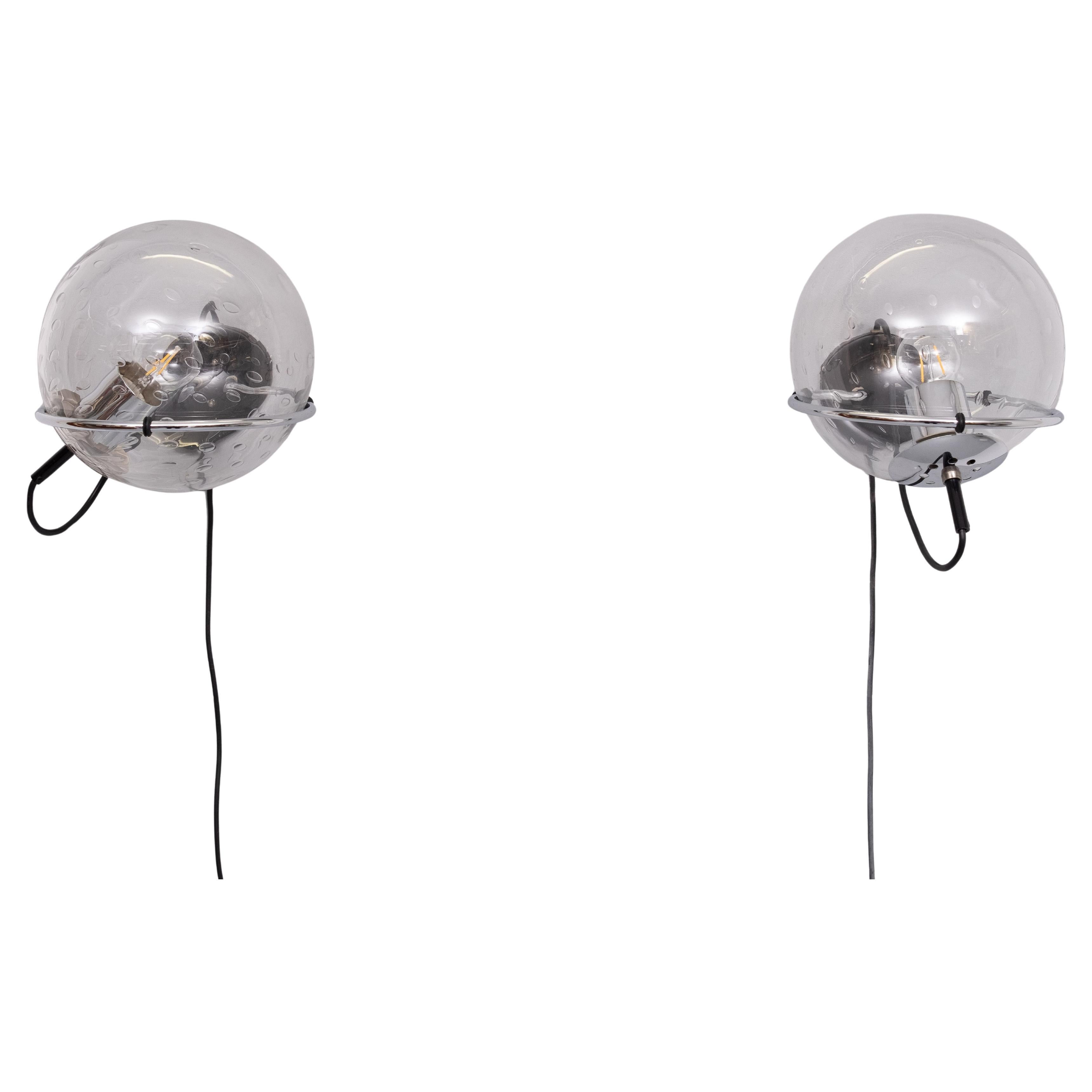 Verre brun set Panier-Globe  lampes murales  Bol en verre en forme de gouttes de pluie de Raak, 1970 en vente