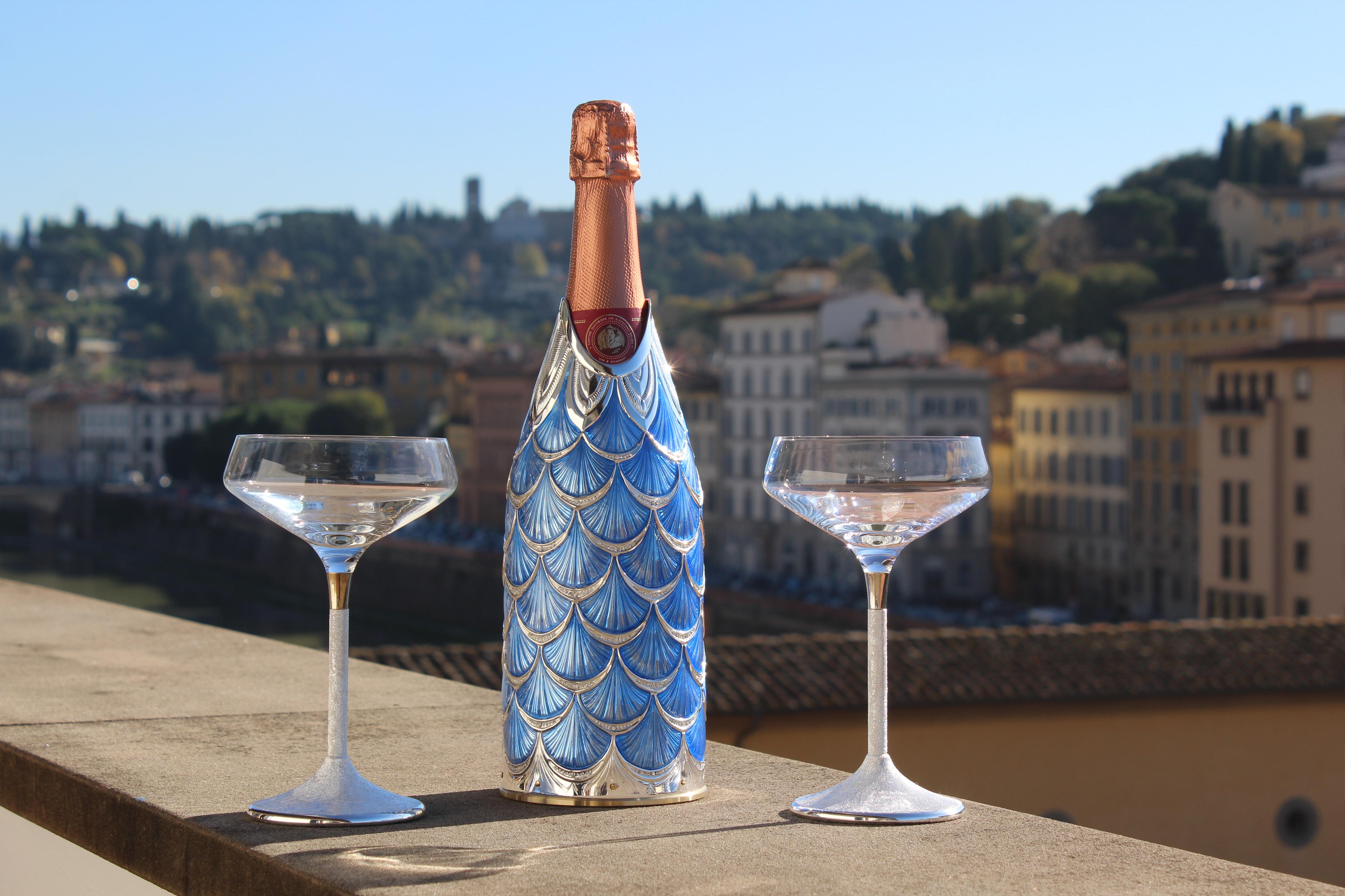 Luxory Glasses, Champagne and Wine, Solid Silver, Set Of 4, Hand Made, Italy in vendita 10