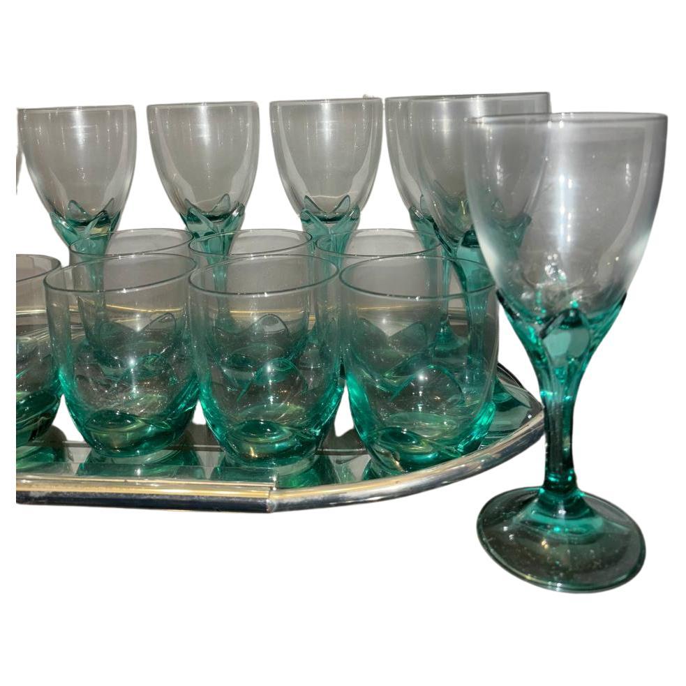 Bormioli Rocco 1980-1990 ensemble de verres en cristal de Murano colorés. en vente 1
