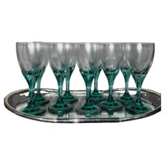 Set bicchieri di Cristallo in vetro di Murano colorato Bormioli Rocco 1980-1990.