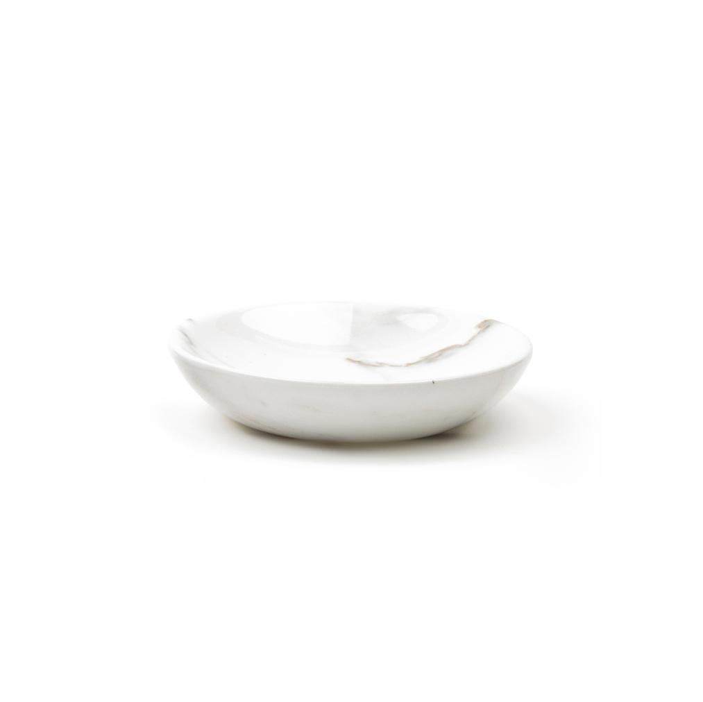 Contemporary Handmade Set Bon Appétit in White Carrara Marble For Sale