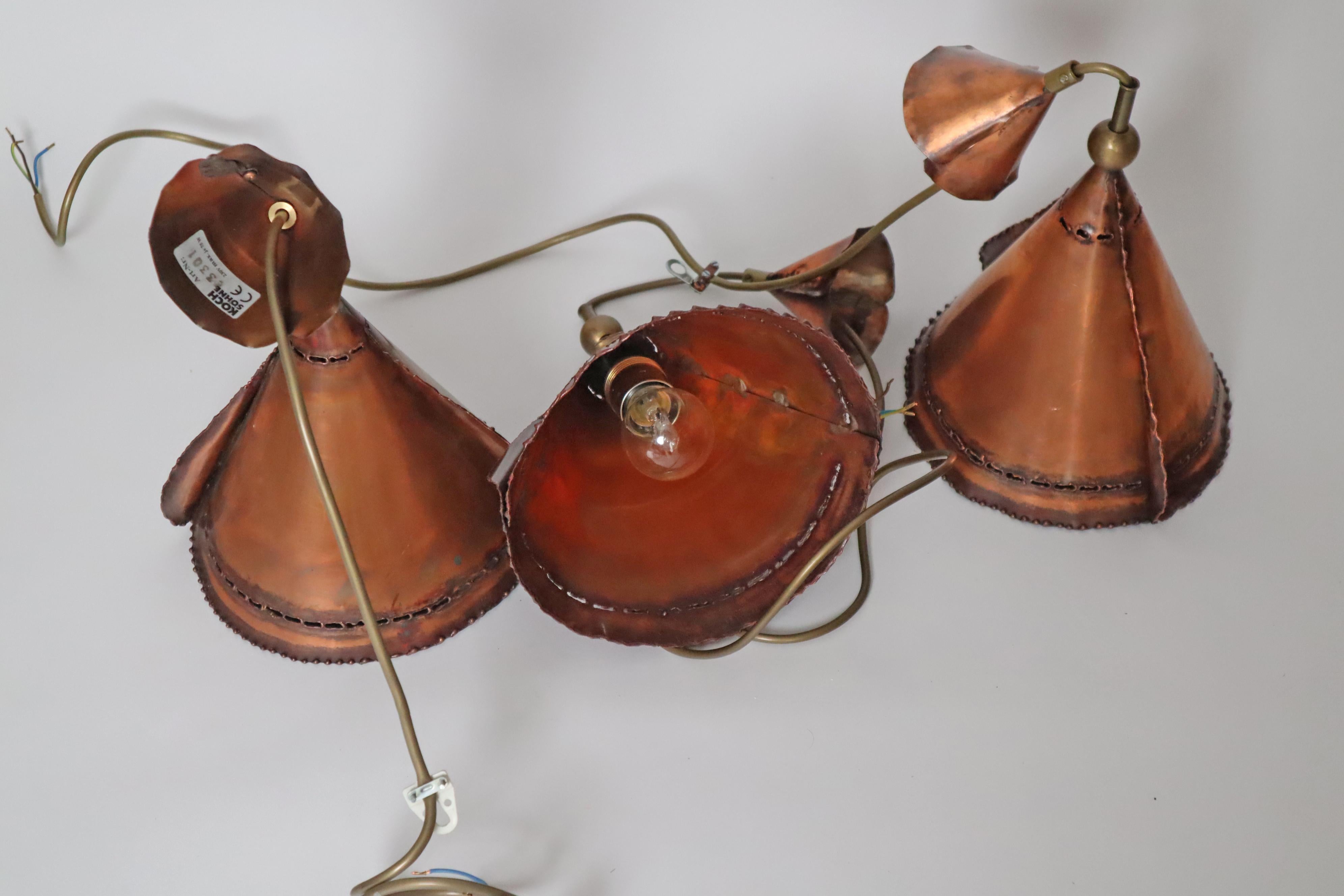 Set Brutalistische Kupferlampen von Koch & Söhne Deutschland 1970er Jahre im Angebot 8