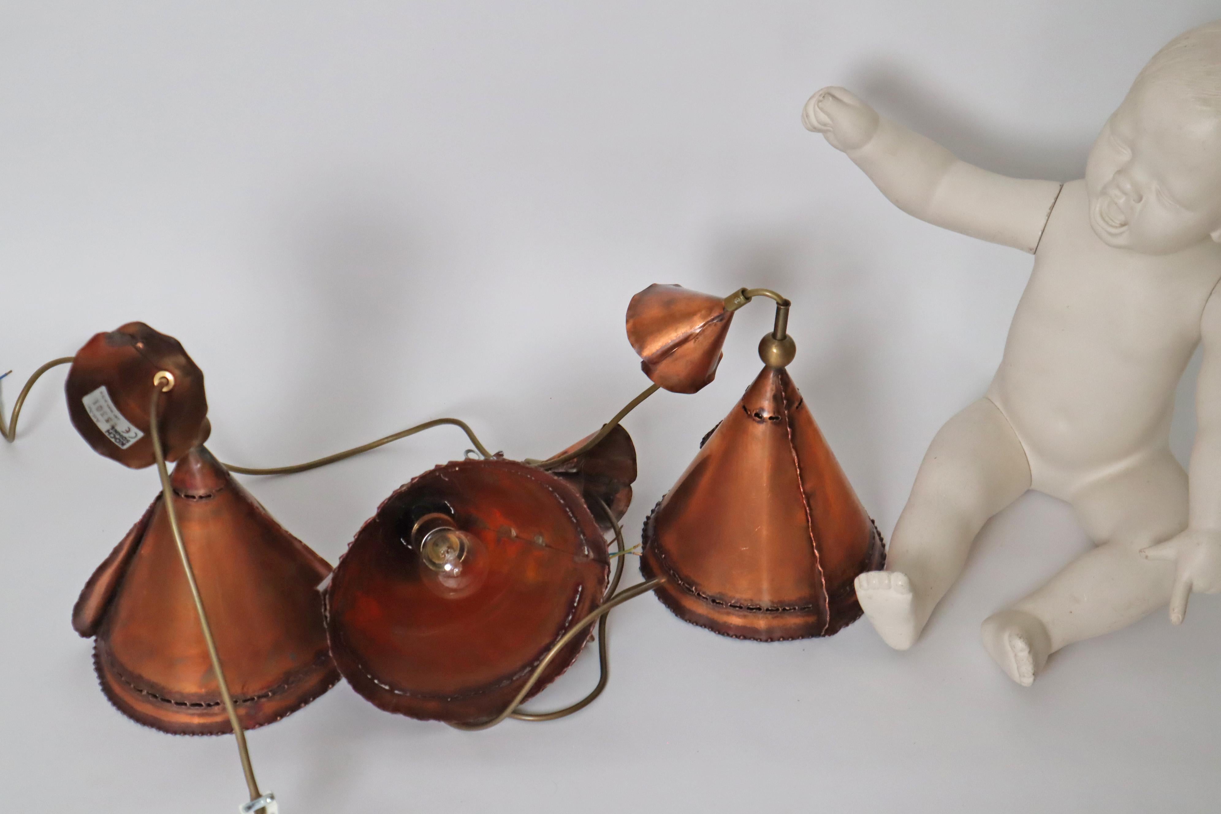 Set Brutalistische Kupferlampen von Koch & Söhne Deutschland 1970er Jahre im Angebot 9