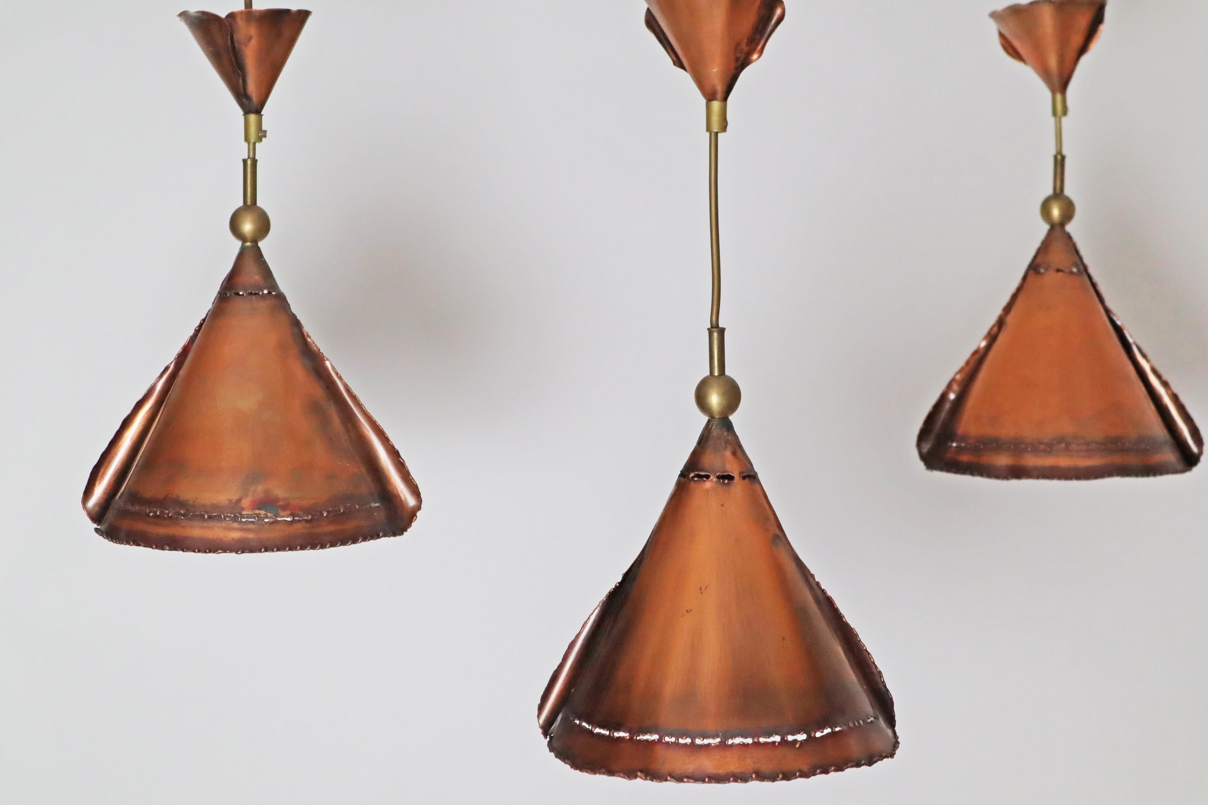 Set Brutalistische Kupferlampen von Koch & Söhne Deutschland 1970er Jahre (Messing) im Angebot