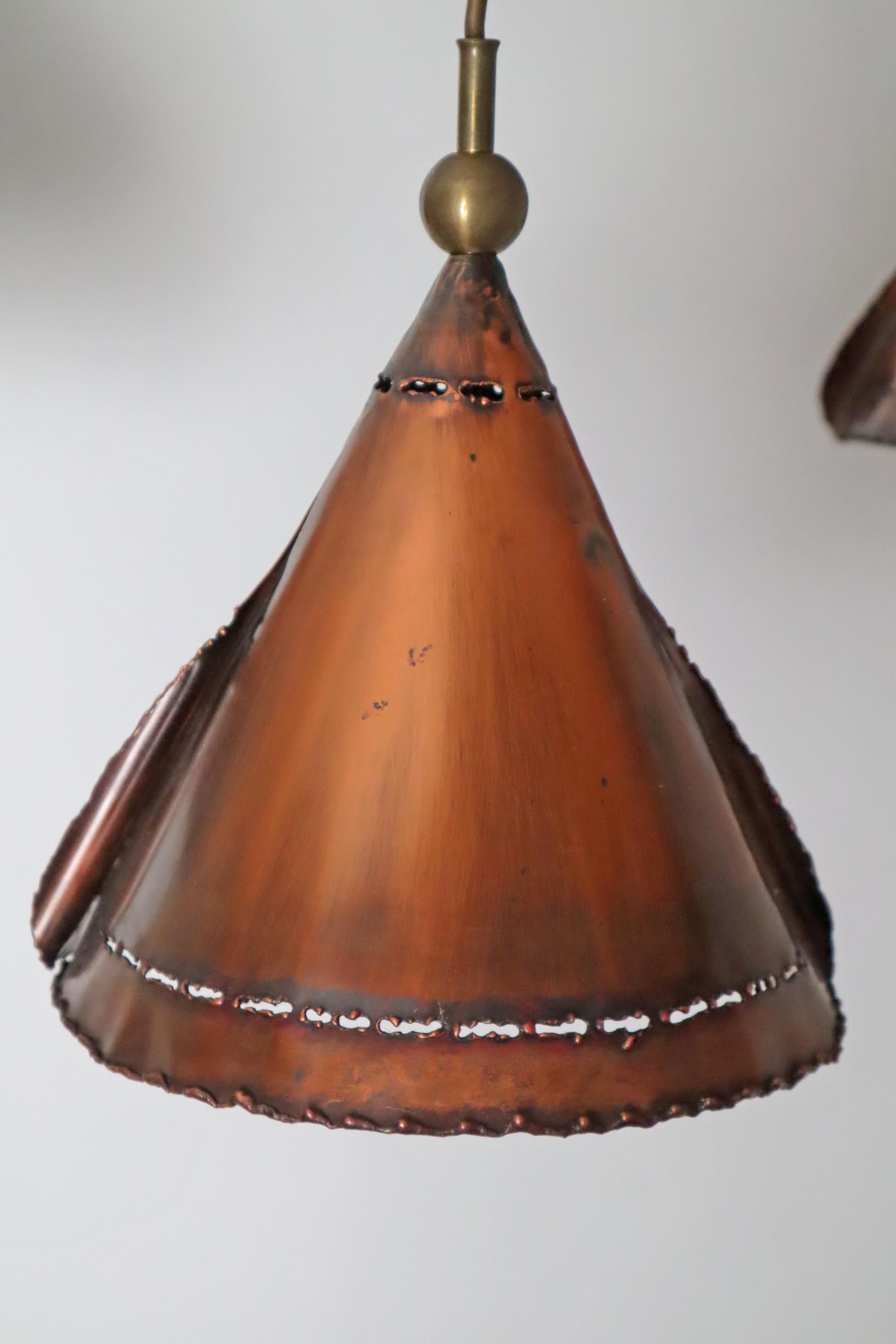 Set Brutalistische Kupferlampen von Koch & Söhne Deutschland 1970er Jahre im Angebot 1