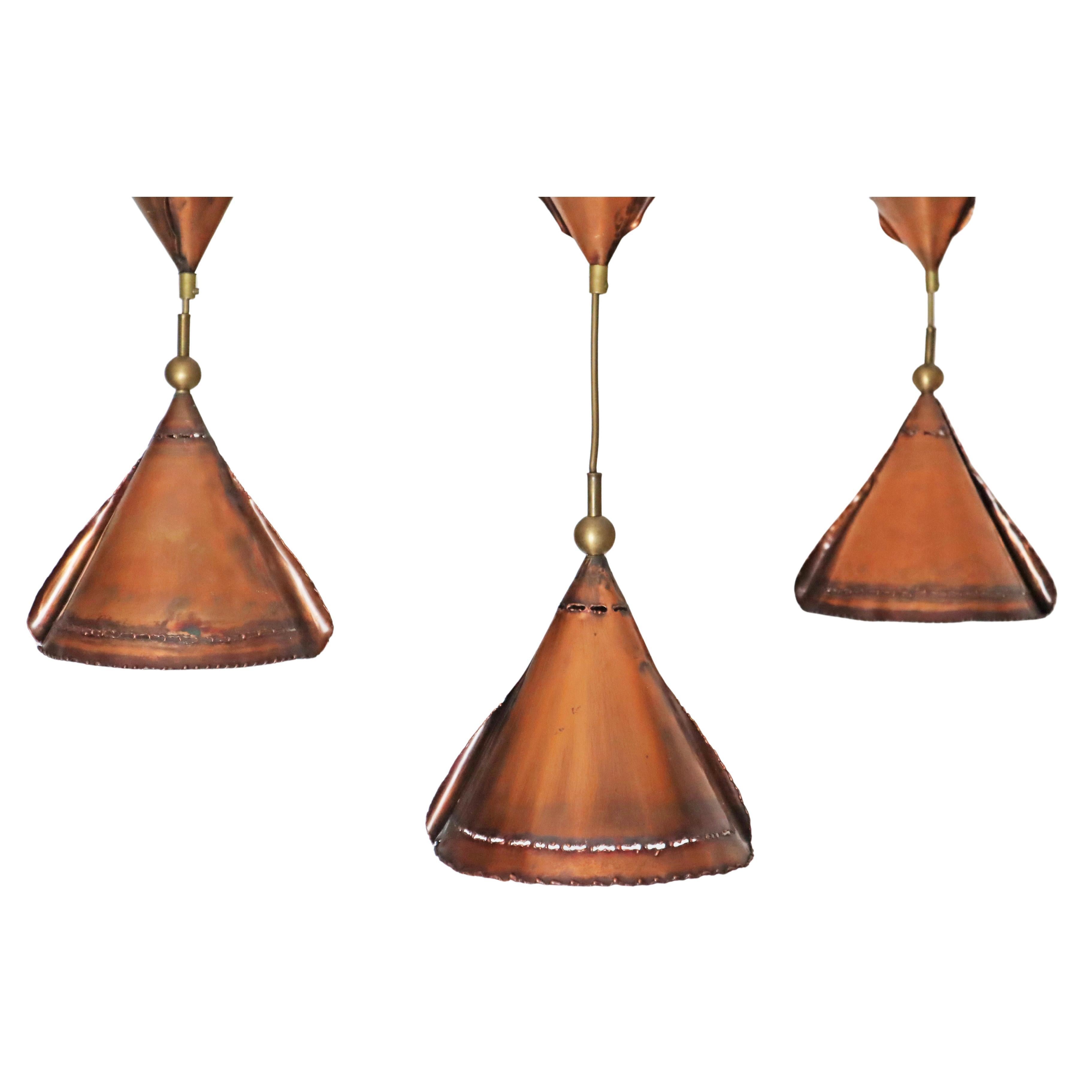 Set Brutalistische Kupferlampen von Koch & Söhne Deutschland 1970er Jahre im Angebot