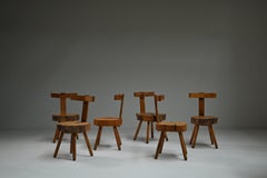 Set brutalist tree trunk chairs, 1970s France.