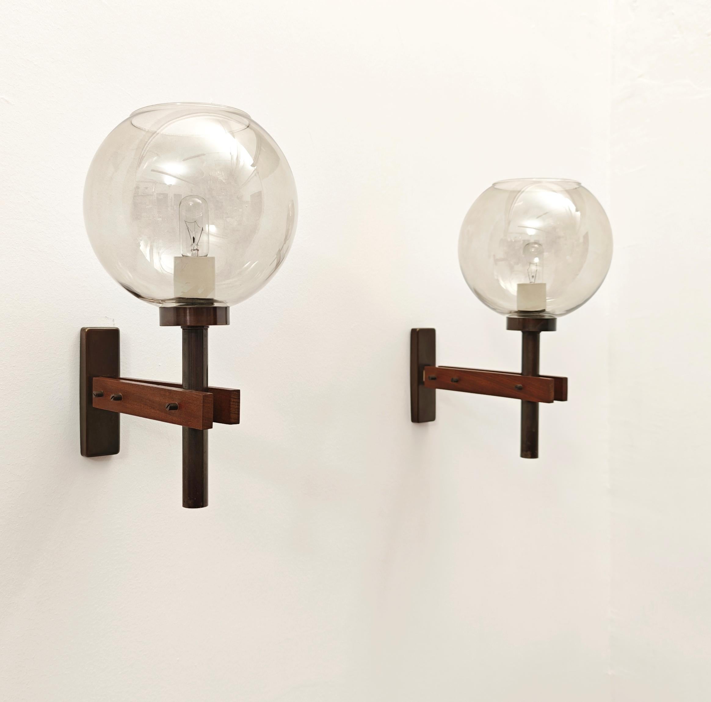 Juego de 2 Lámparas de Pared Atribuibles a Gianfranco Frattini Mediados de Siglo Italia 1960 en venta 5