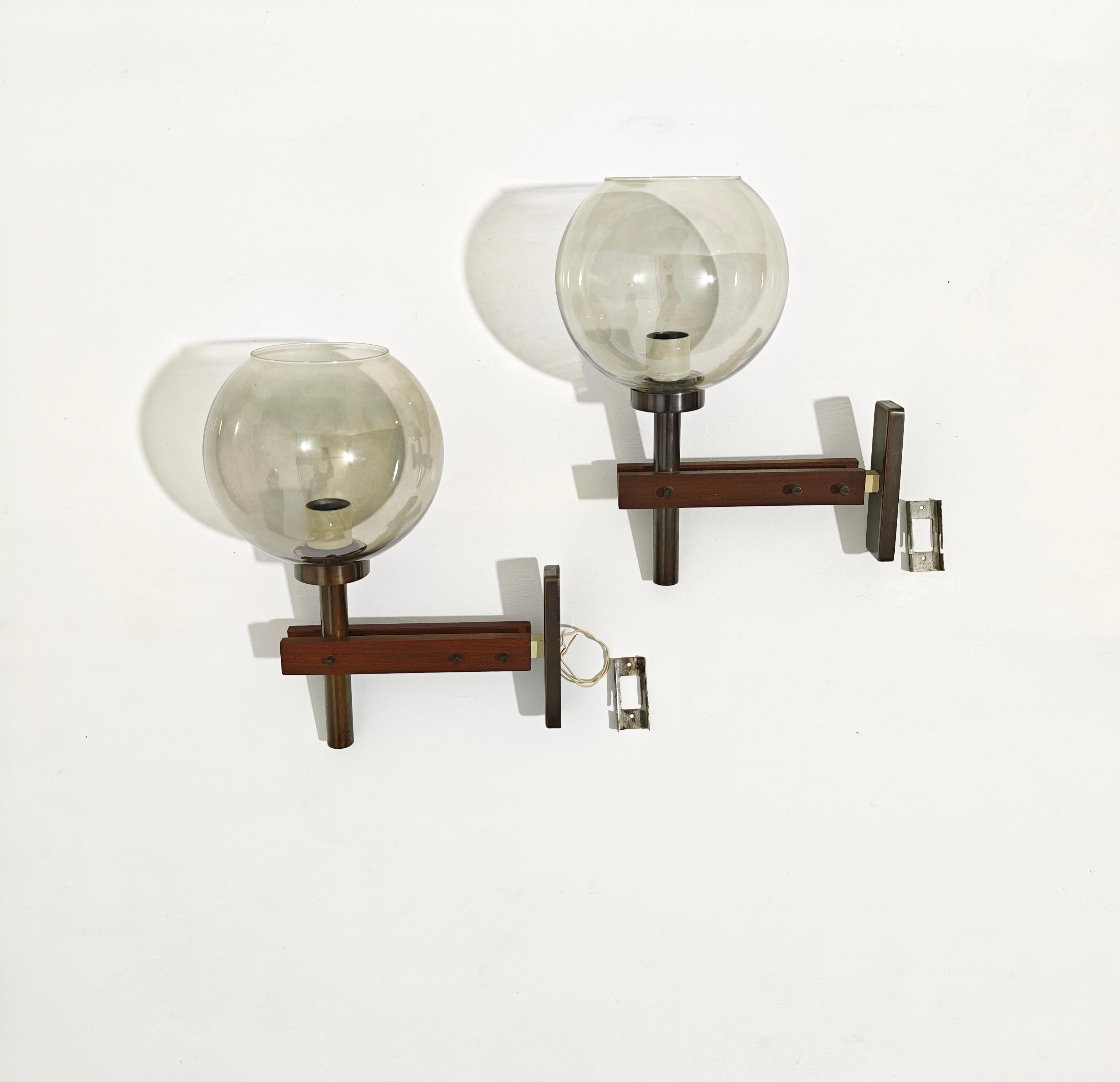 Juego de 2 Lámparas de Pared Atribuibles a Gianfranco Frattini Mediados de Siglo Italia 1960 en venta 6