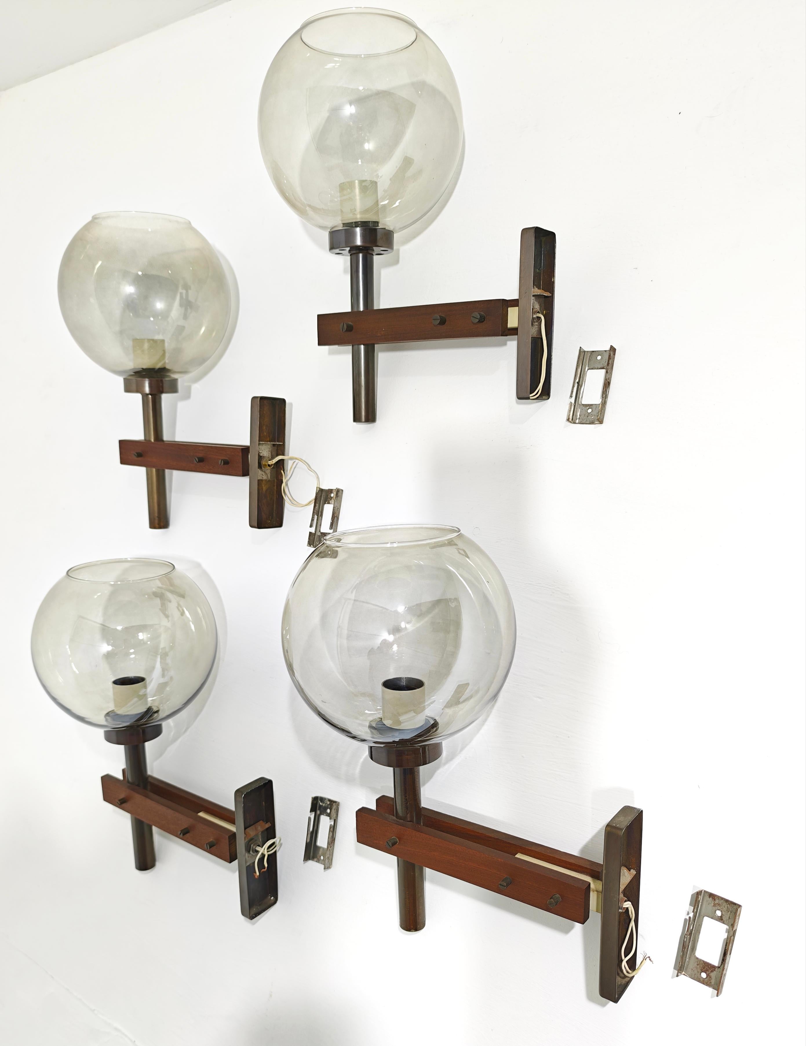 Juego de 2 Lámparas de Pared Atribuibles a Gianfranco Frattini Mediados de Siglo Italia 1960 en venta 7