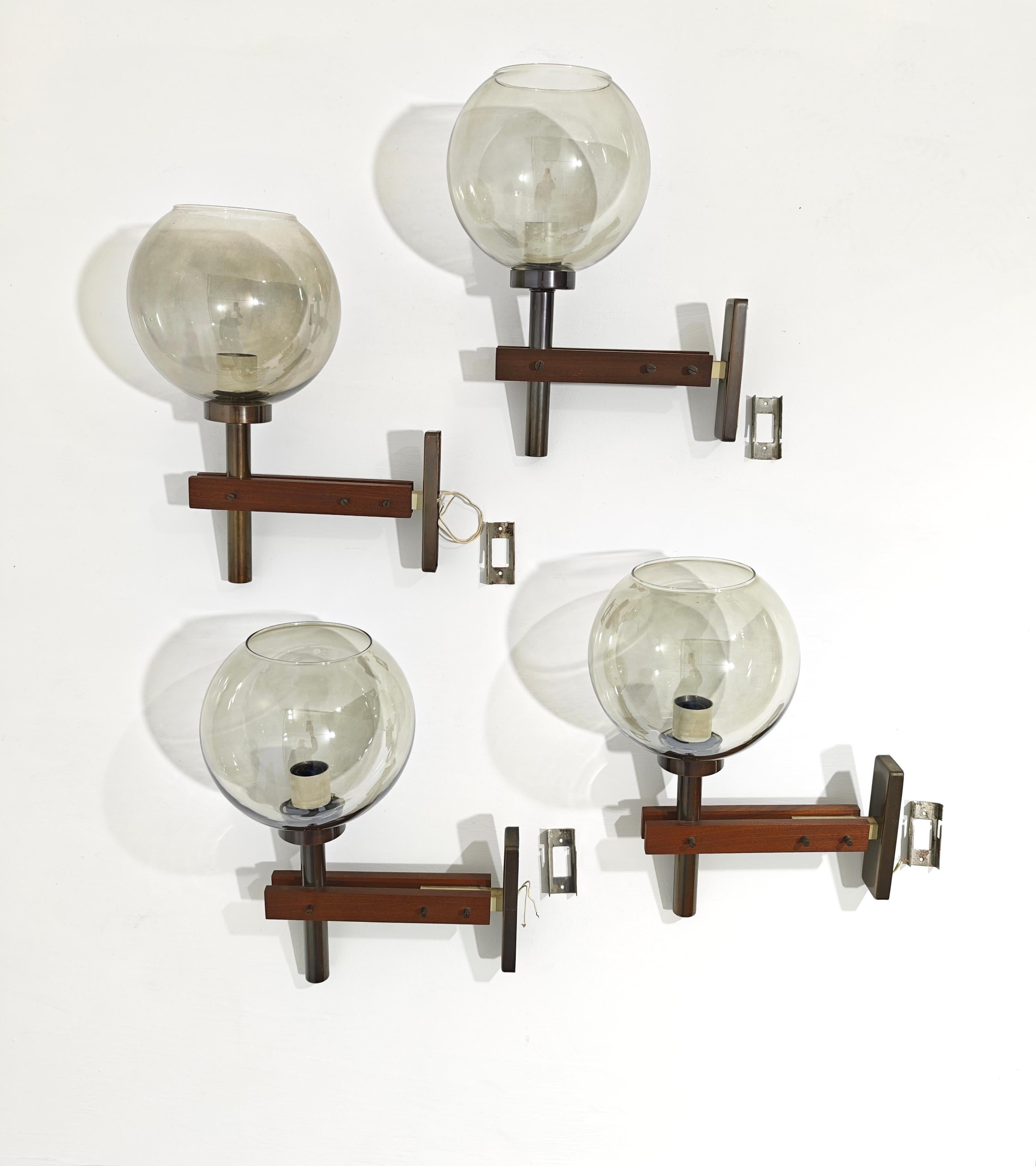 Juego de 2 Lámparas de Pared Atribuibles a Gianfranco Frattini Mediados de Siglo Italia 1960 Moderno de mediados de siglo en venta