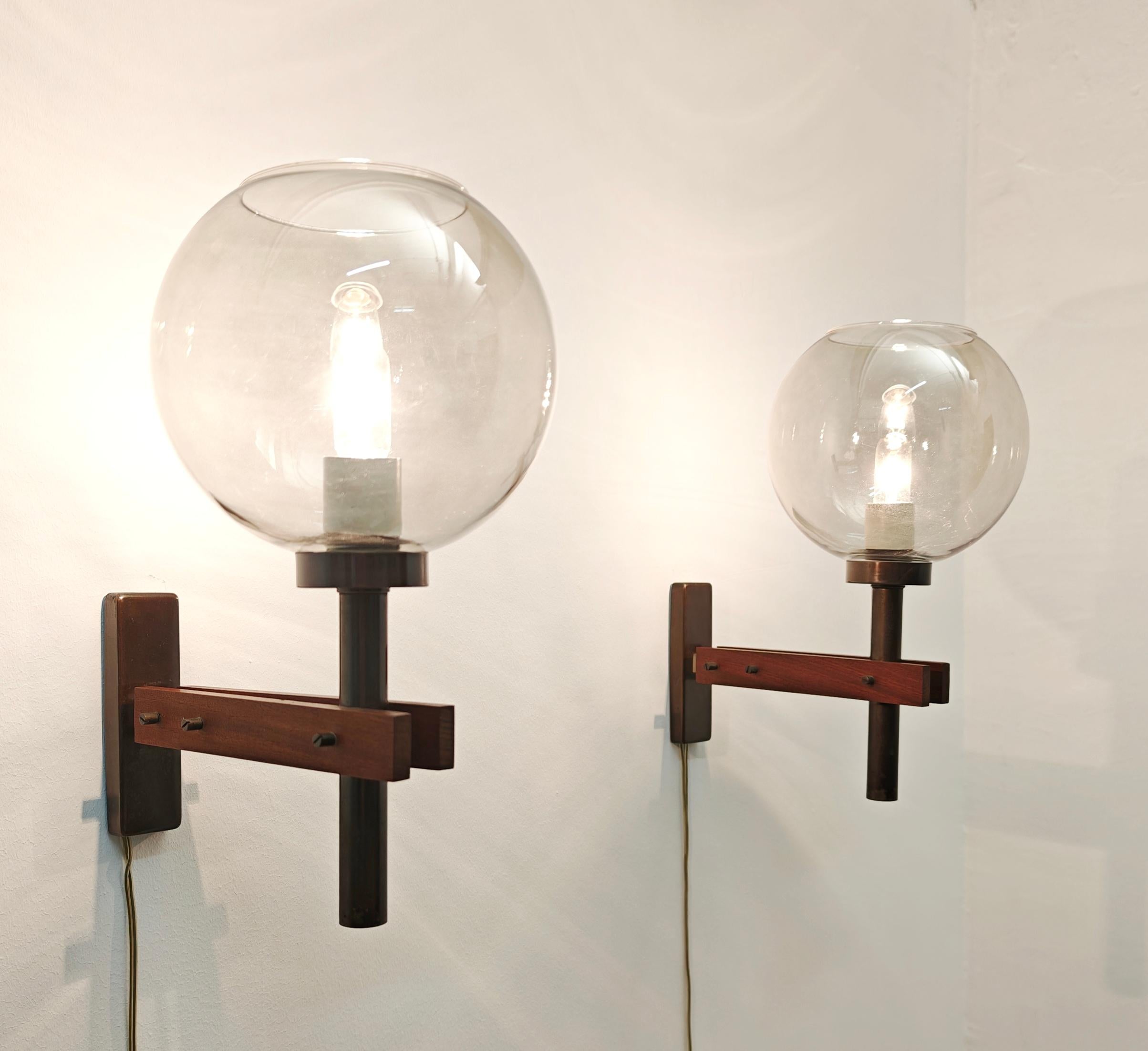 Juego de 2 Lámparas de Pared Atribuibles a Gianfranco Frattini Mediados de Siglo Italia 1960 Italiano en venta
