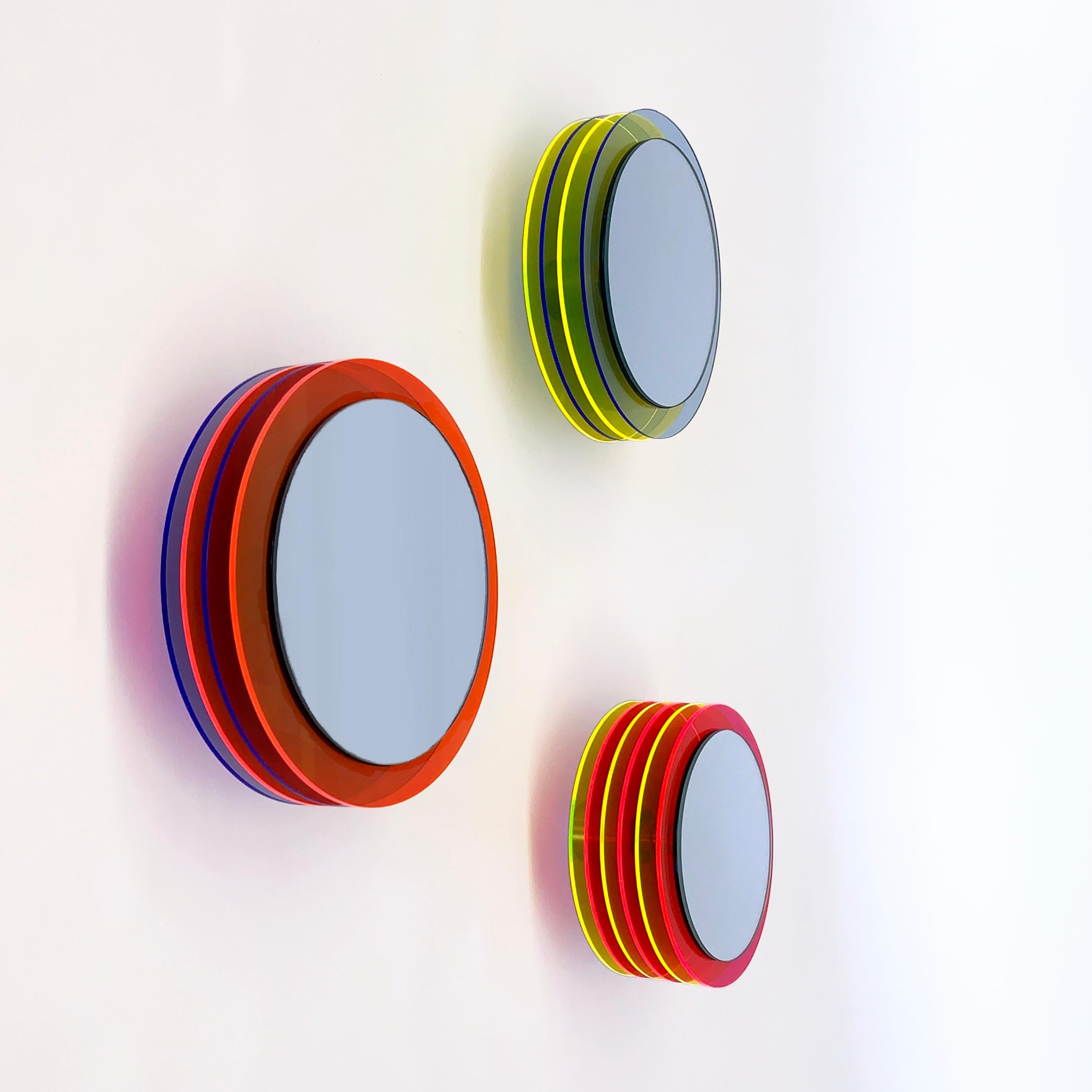 German Set Cadahe - Wall Mirrors with Plexiglass, Design Sculpture by Andreas Berlin For Sale