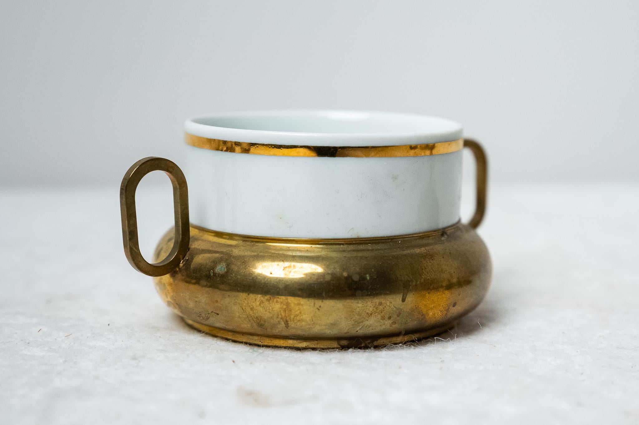 Porcelain and Brass Coffee Set, First Half of the 1900s For Sale 1