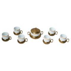 Porcelain and Brass Coffee Set, First Half of the 1900s