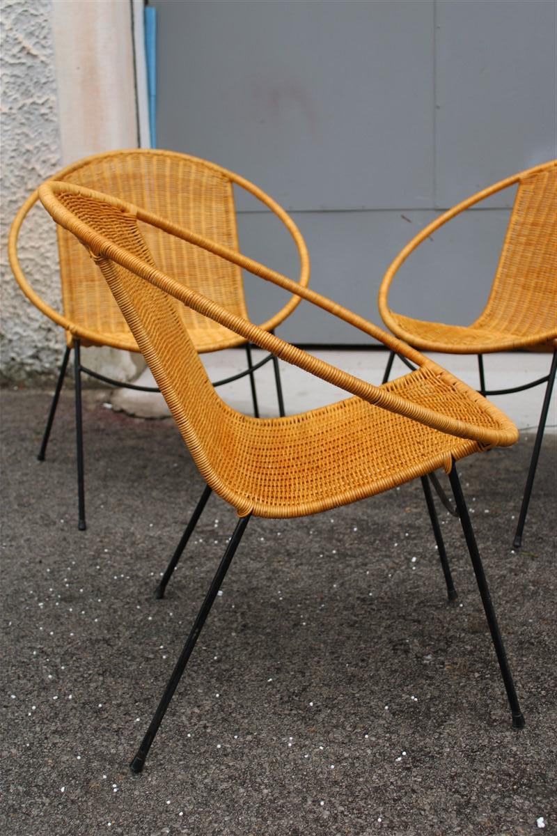 Set Campo & Graffi Garden Armchairs in Metal and Wicker Italy Design, 1950s For Sale 6
