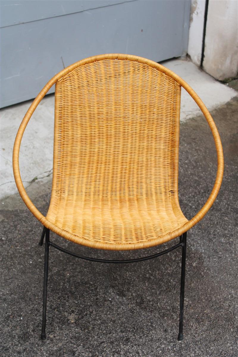 Set Campo & Graffi Garden Armchairs in Metal and Wicker Italy Design, 1950s For Sale 3