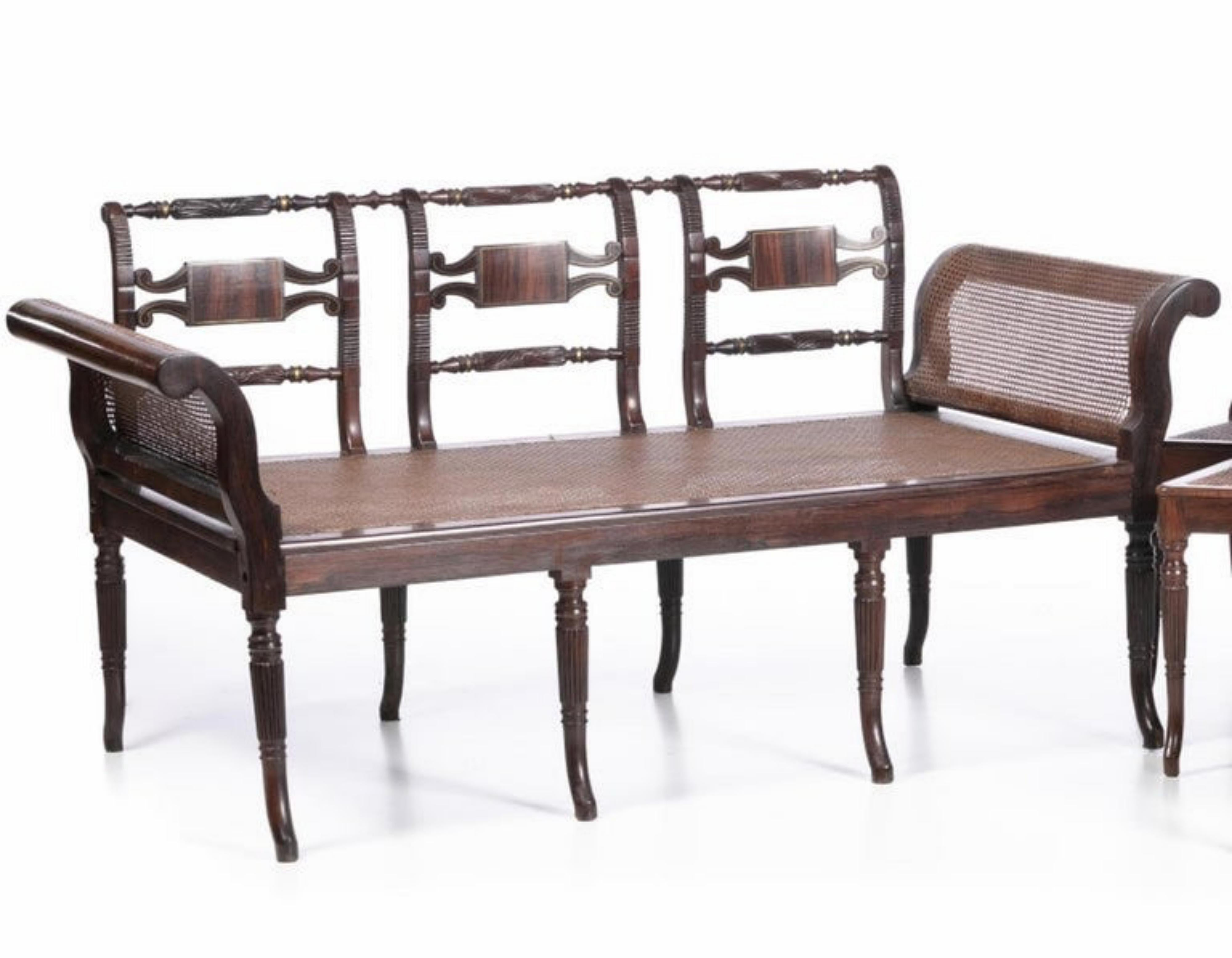 Portuguese Set Canape and 5 Chairs Regency from the 19th Century in Rosewood Wood  For Sale