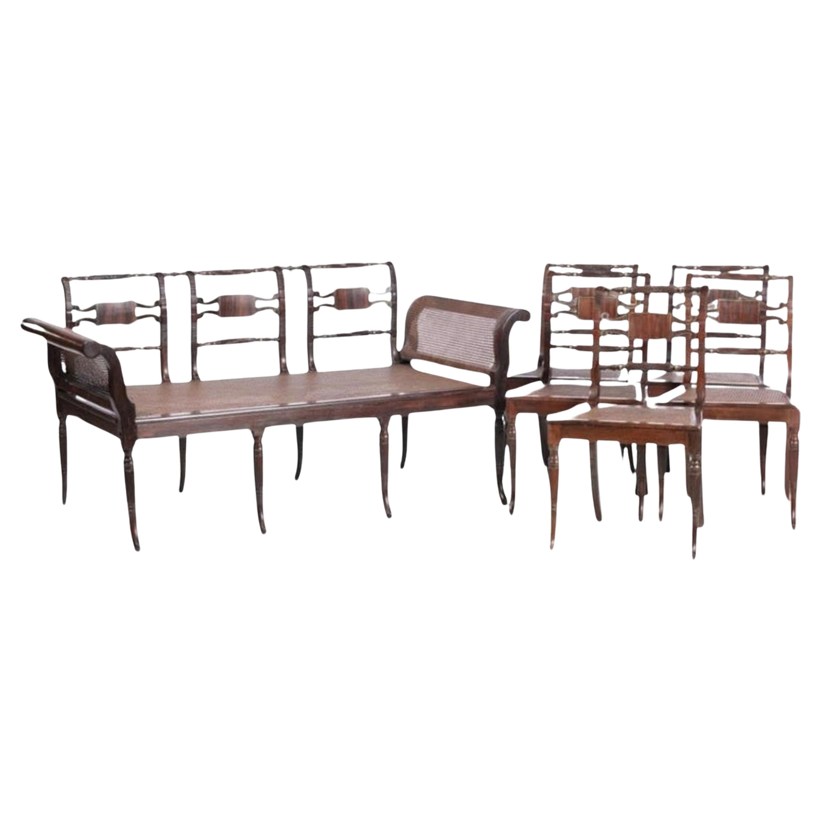 Set Canape and 5 Chairs Regency from the 19th Century in Rosewood Wood  For Sale